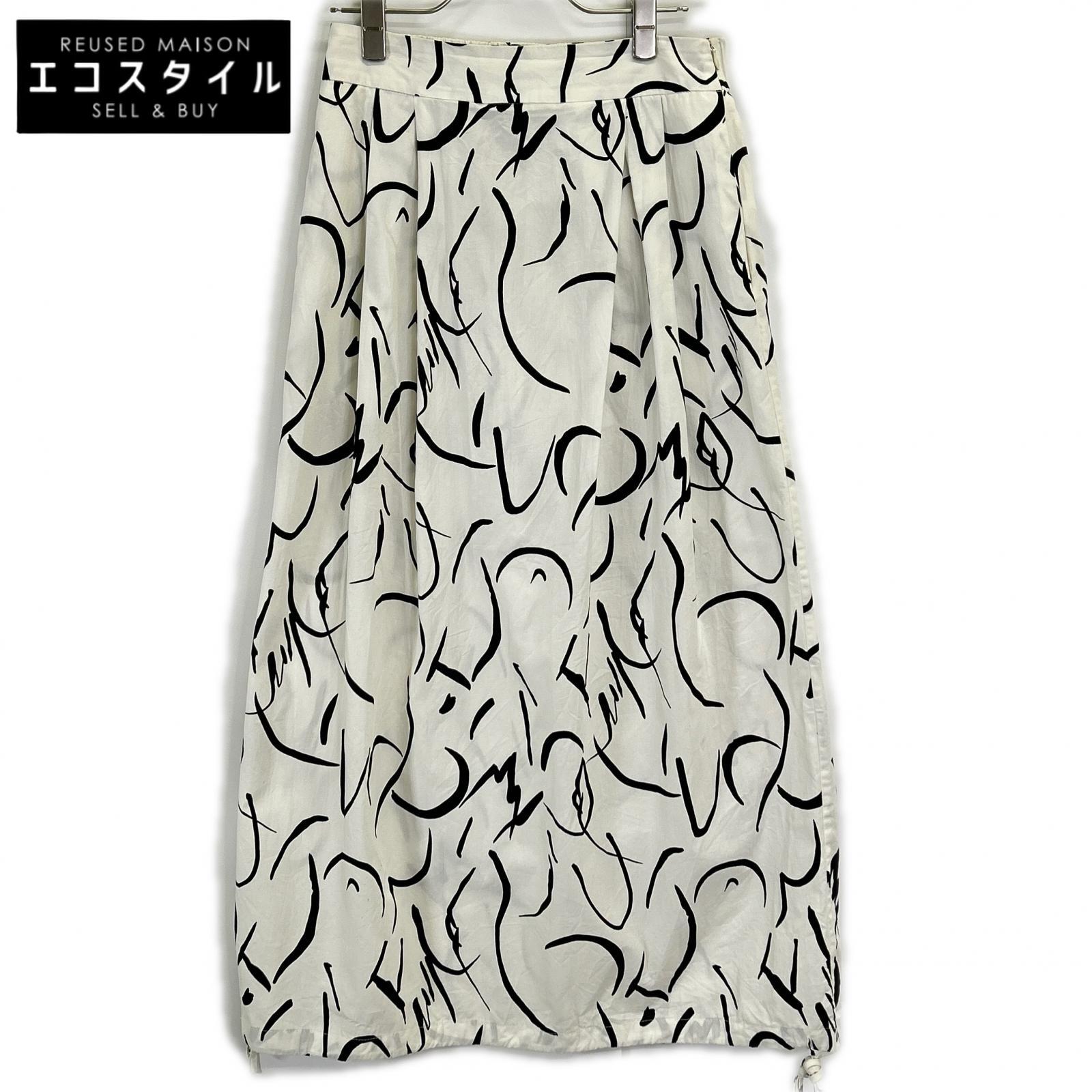 Missing You Already ミッシングユーオールレディ MYA22SS-SK01-1 白いこと 総柄 PRINT DRAWSTRING SKIRT スコート   S-M 白いこと×黒いこと レディース 【中古】