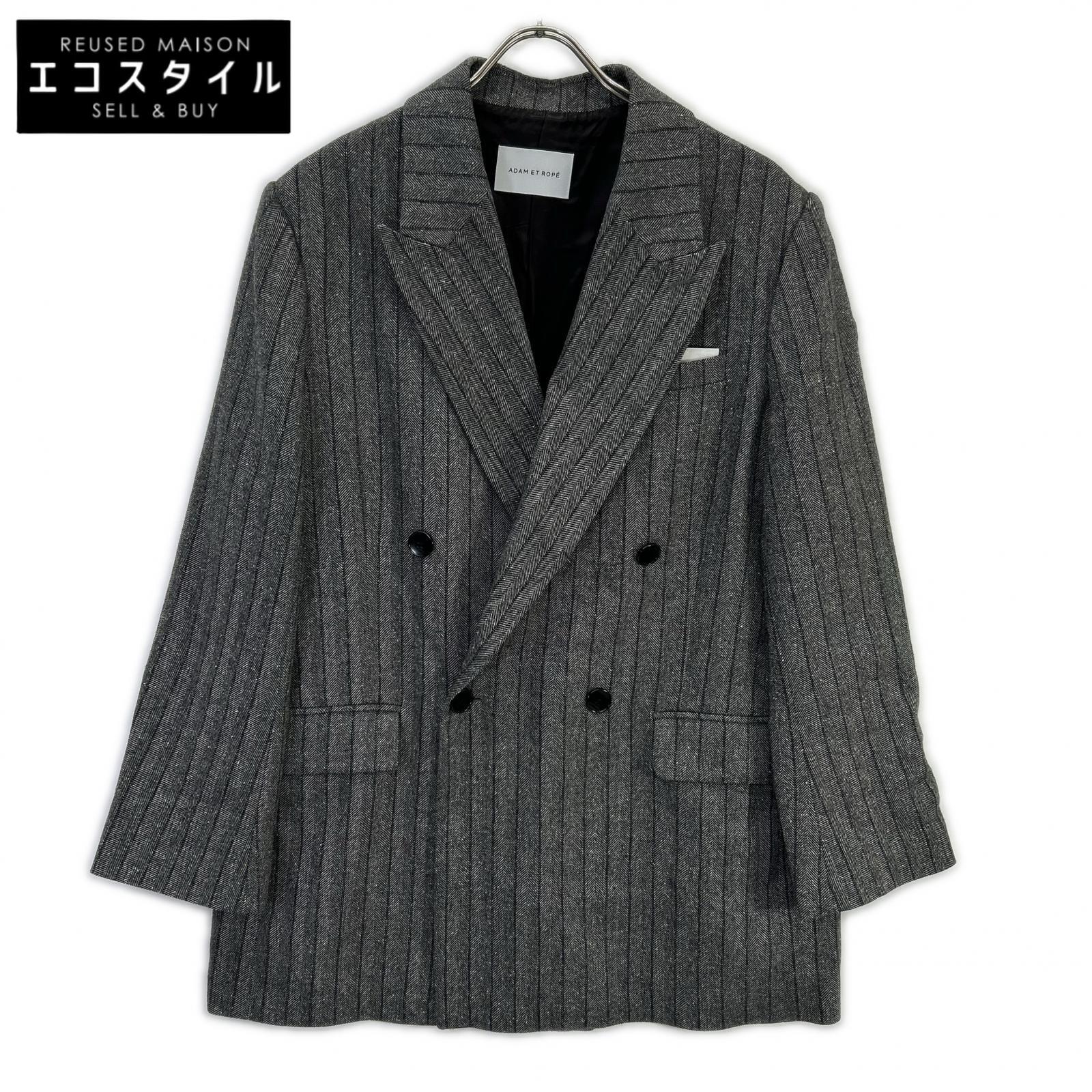 Adam et Rope アダムエロペ 25AW GAL25030 グレー ダブルブレストツイード&チェックジャケット ジャケット 38 グレー レディース 【中古】｜ブランドリユース エコスタイル