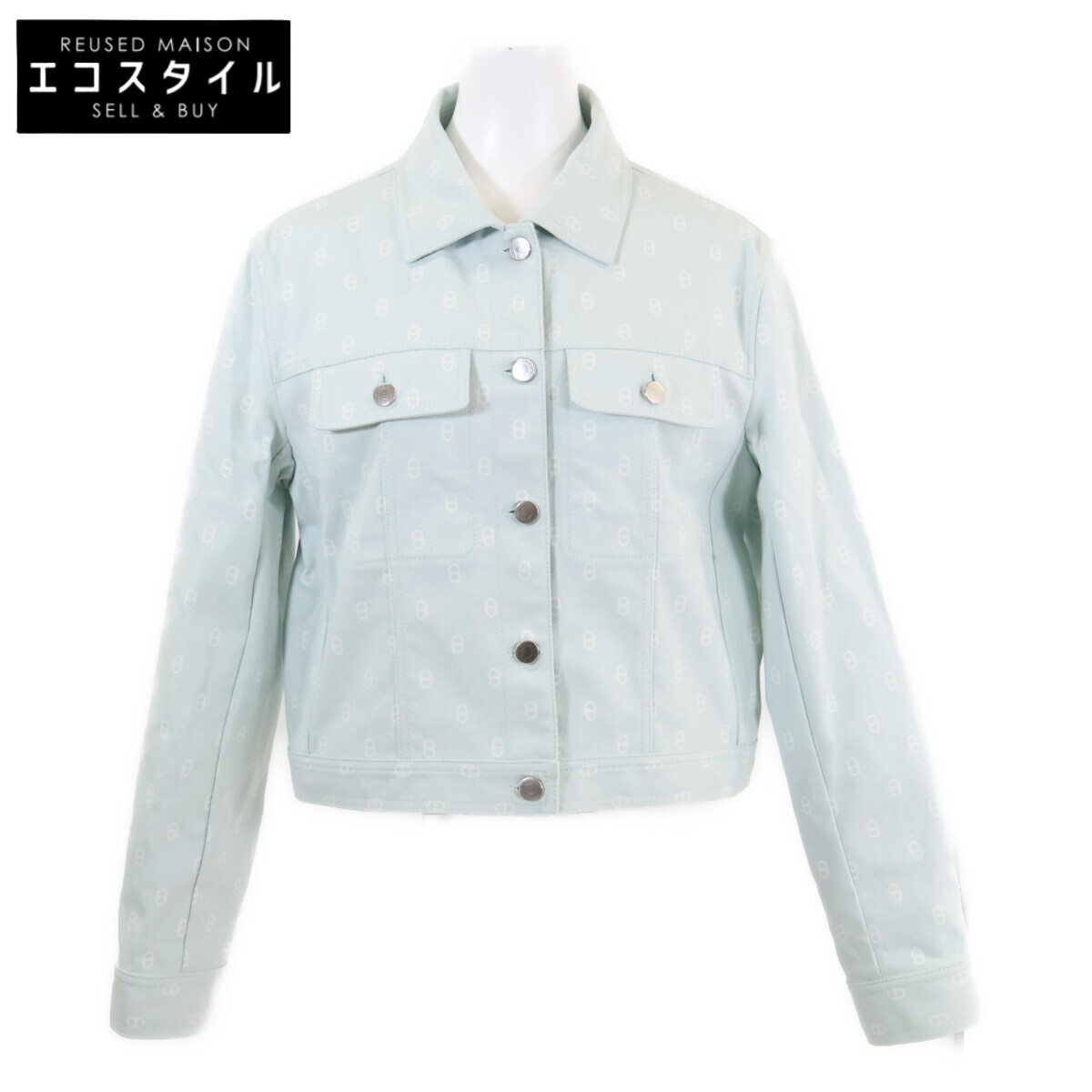 HERMES エルメス 【美品/国内置き目】4H0215D3 シェーヌダンクル ジーンズ上衣 44 ともし火青み レディース 【中古】