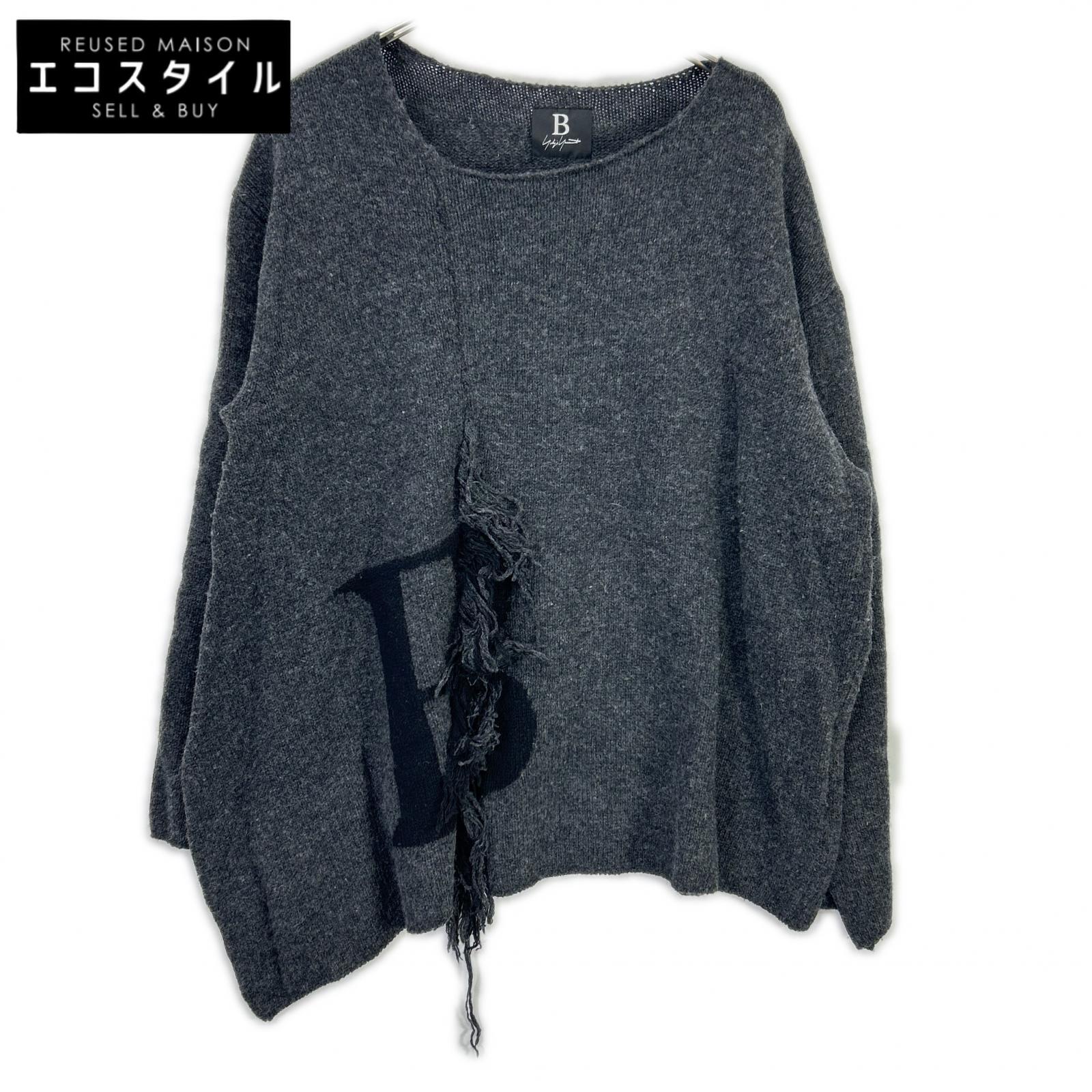 B Yohji Yamamoto ビーヨウジヤマモト NC-K55-194 薄墨色 羊毛混 Bひな形 太陽フレア編み物 トップス   2 薄墨色 レディース 【中古】