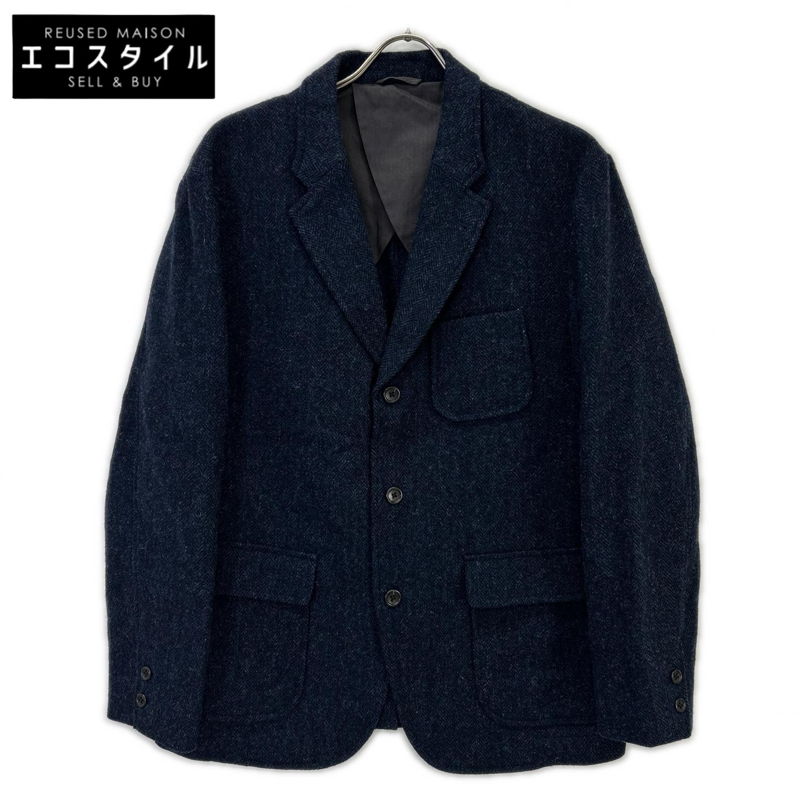 SHIPS シップス ×WOOLRICH ネイビーヘリンボーン 本切羽テーラードジャケット 上衣   L 薄墨色 メンズ 【中古】