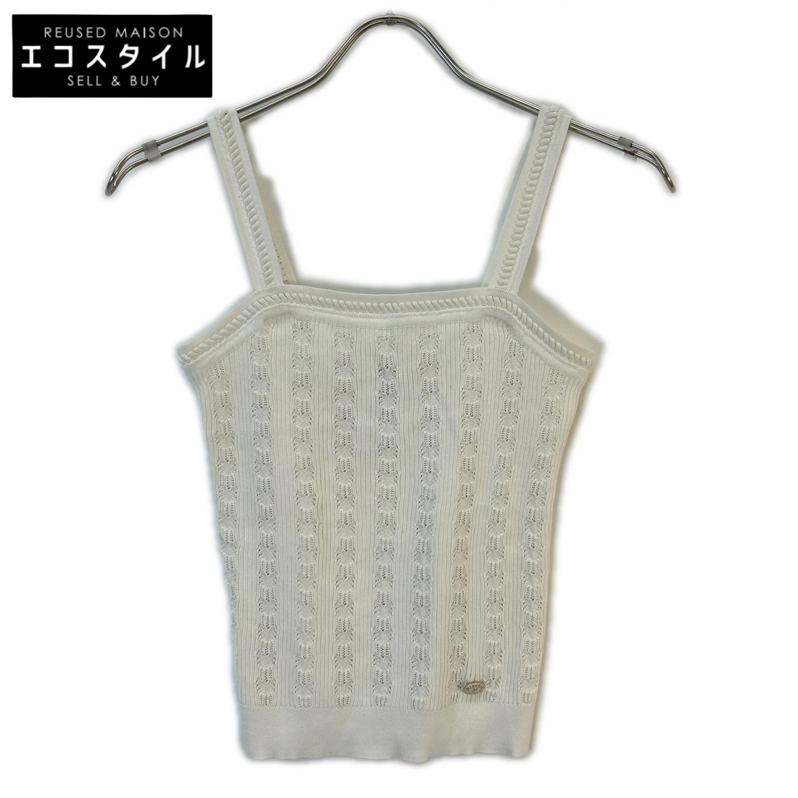 CHANEL シャネル P60678 K46368 白いこと カンボンメダル サマーニットキャミ トップス   34 白いこと レディース 【中古】