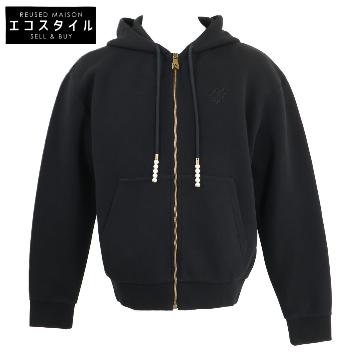 LOUIS VUITTON ルイヴィトン 国内定め事 1AGILN RM251MQ CFJ HRY42W エンブロイダードジップジャージーフーディ アノラック トップス   S 黒いこと メンズ 【中古】