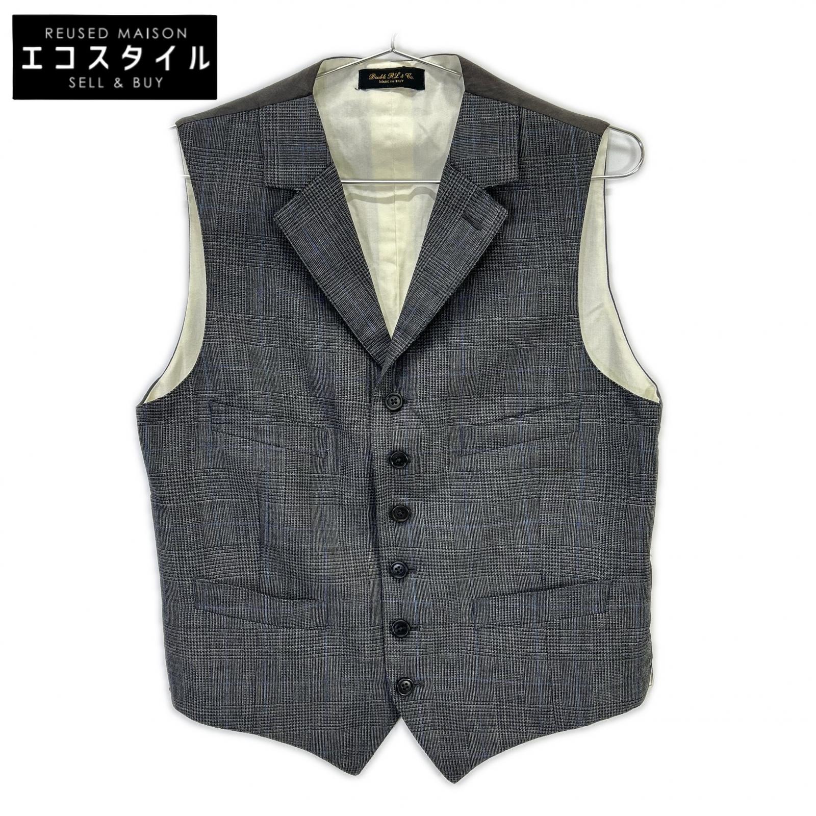 RRL ダブルアールエル 782831186001 ｲﾀﾘｱ製 ｸﾞﾚｰ ｳｰﾙ100 ｸﾞﾚﾝﾁｪｯｸ ｼﾞﾚ/ﾍﾞｽﾄ ベスト 36S ブラウン メンズ 【中古】