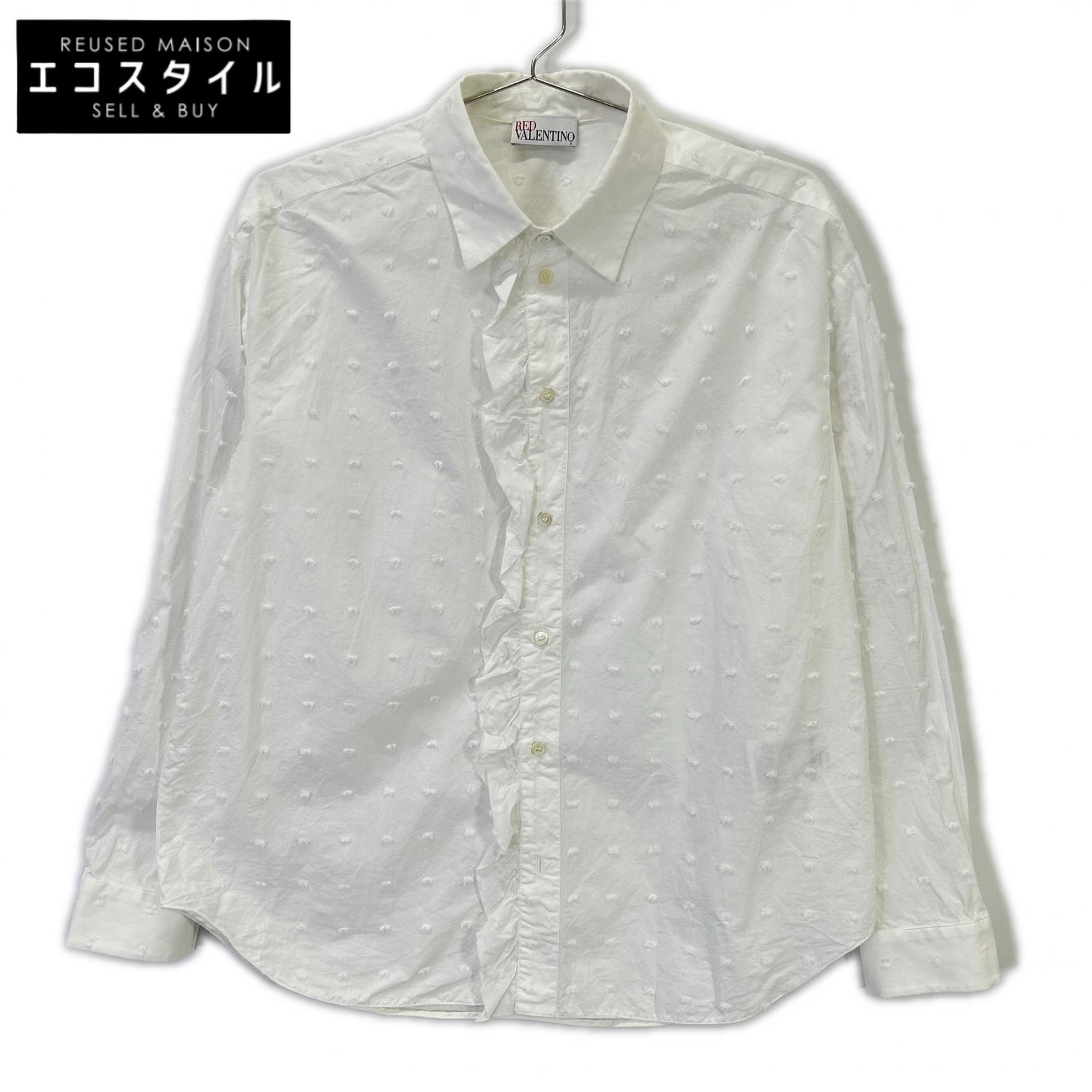 RED VALENTINO レッドヴァレンチノ SR0AB1Z54J2 白いこと 綿織物 フラウンス 長袖プルオーバー トップス   40 白いこと レディース 【中古】