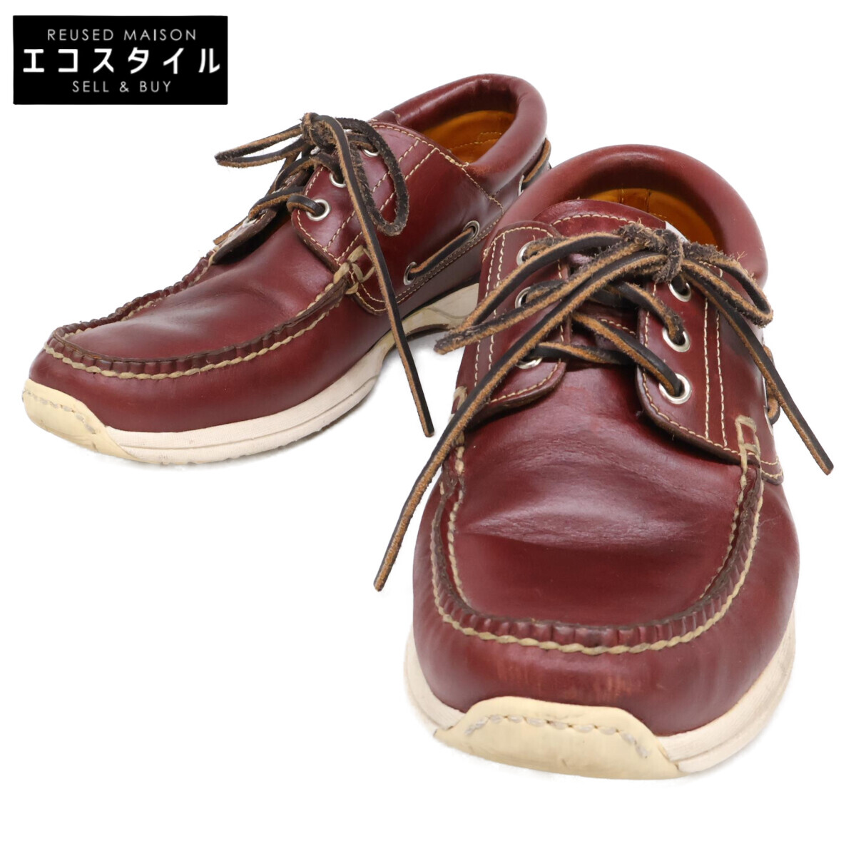 VISVIM ビズビム AMERICANA DECK-FOLK 甲板シューズ シューズ 10 ブドウ酒赤いこと メンズ 【中古】