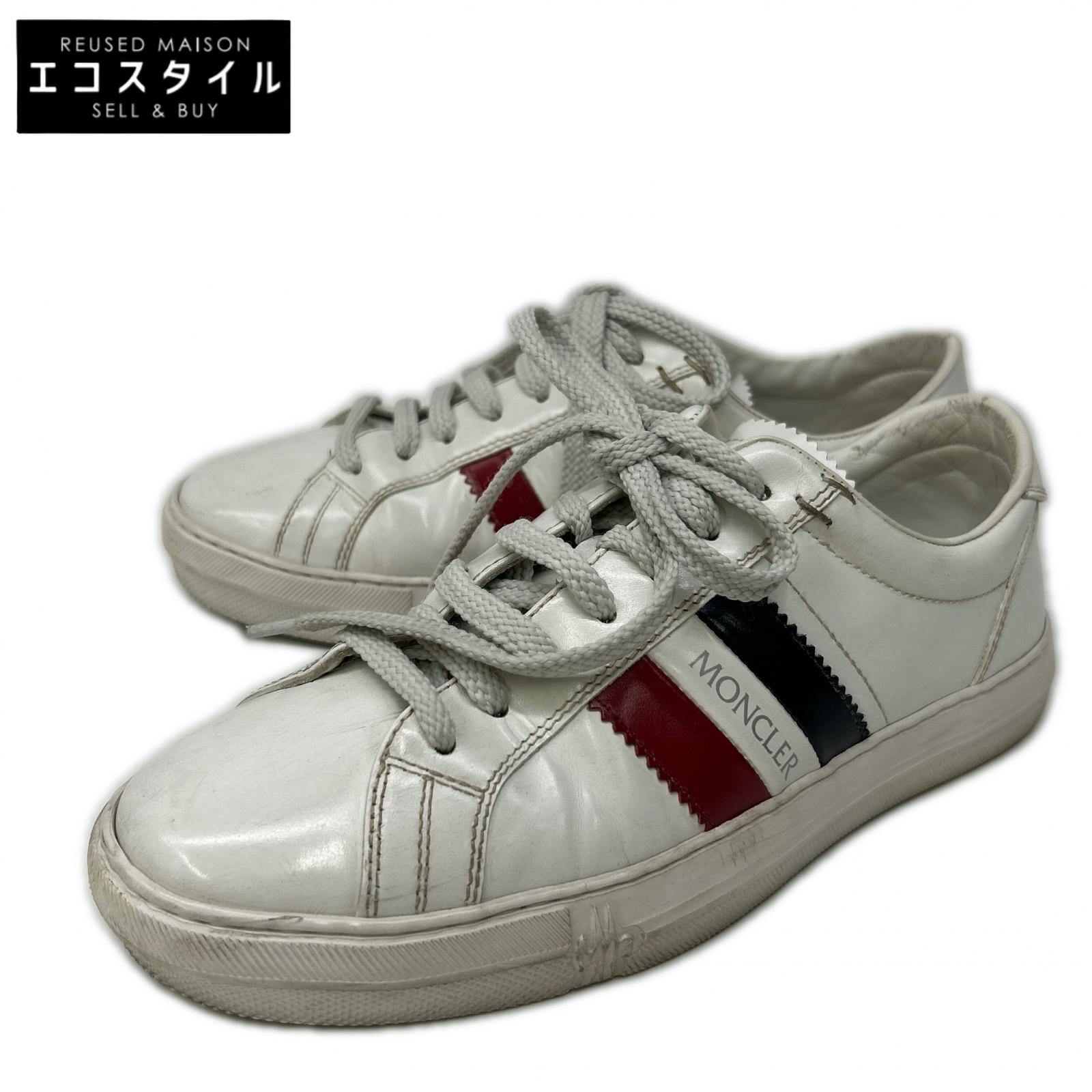 MONCLER モンク軌跡 NEW MONACO ニューモナコ公国 ローカットスニーカー シューズ 39 白いこと メンズ 【中古】