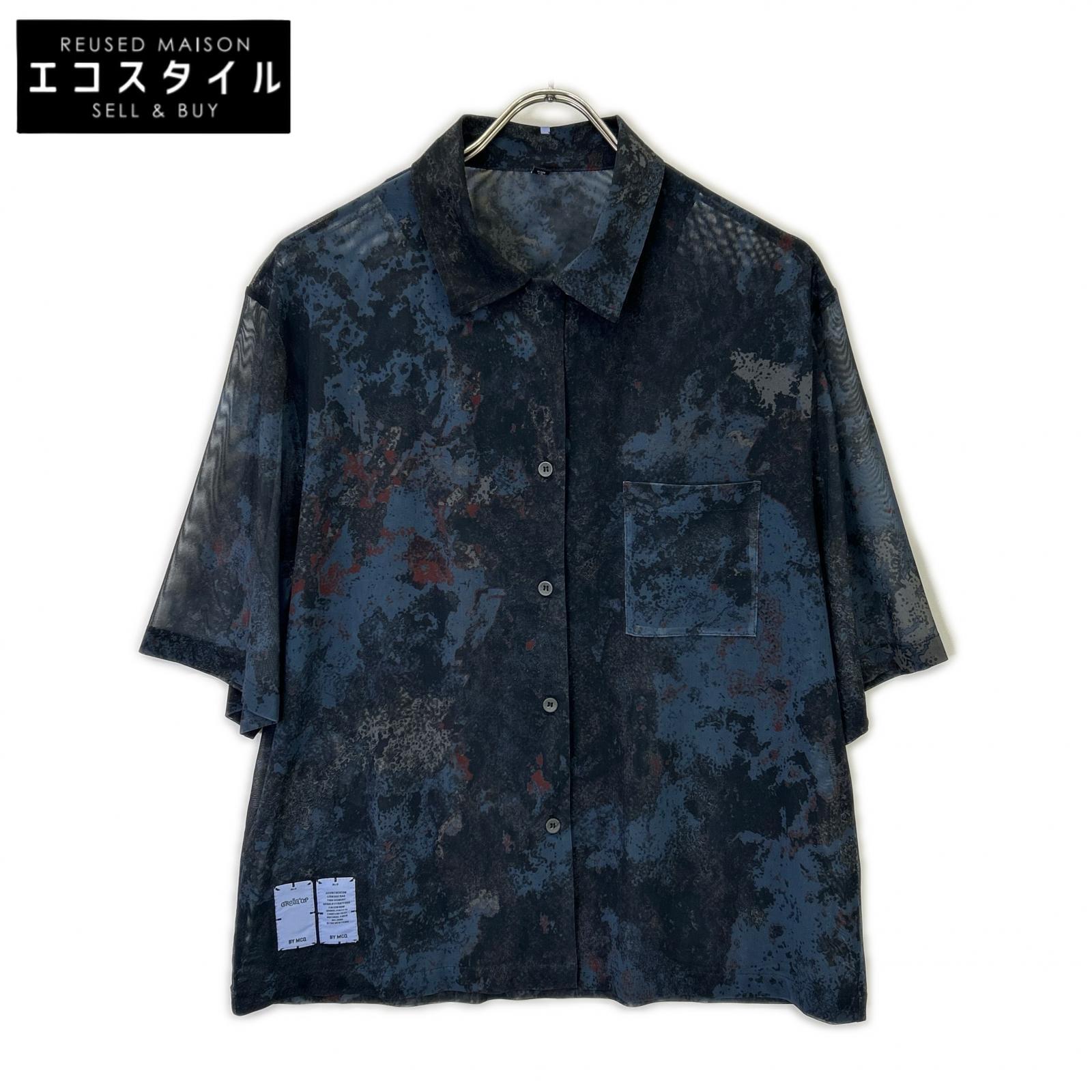 ALEXANDER McQUEEN アレキサンダーマックイーン 【BY MCQ】米国海軍 総柄 シアー 開けっ広げ色つや プルオーバー トップス   黒いこと レディース 【中古】