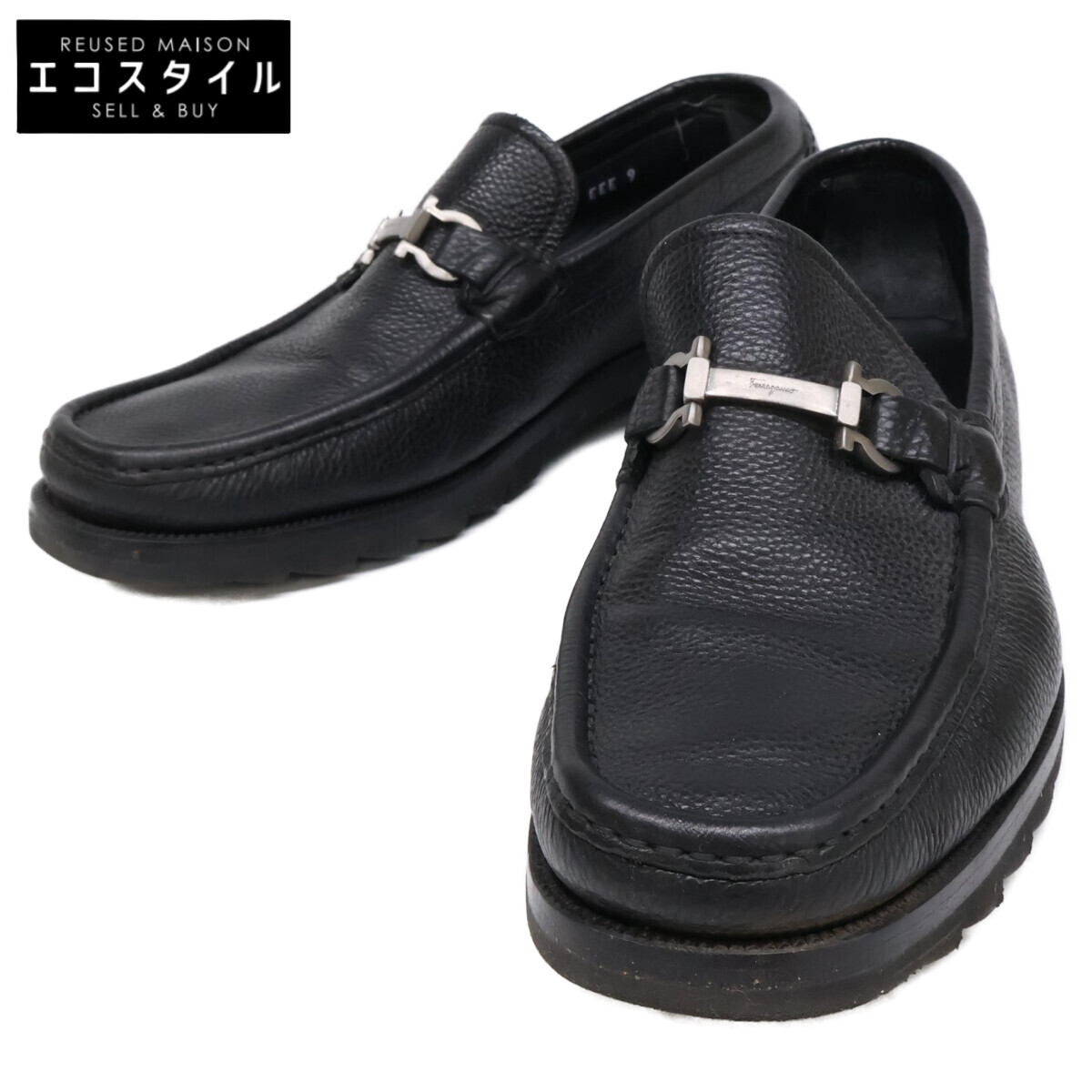 Salvatore Ferragamo サルヴァトーレフェラガモ 黒いこと ガンチーニ レザーローファー シューズ   黒いこと メンズ 【中古】