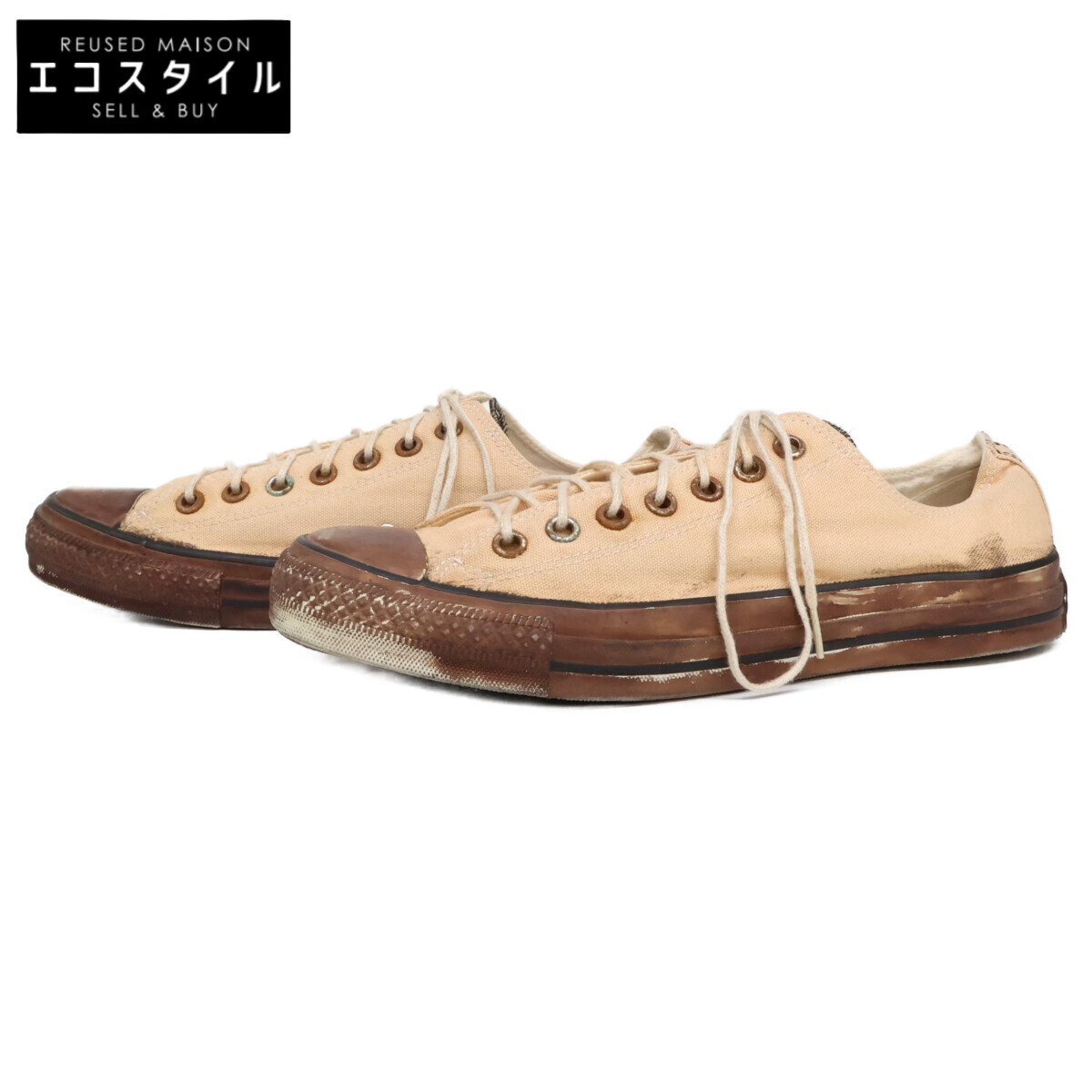 converse コンバース ×Gilet ベージュ DTB-05-15678 リメイク風 ローカットスニーカー シューズ   28 ベージュ メンズ 【中古】
