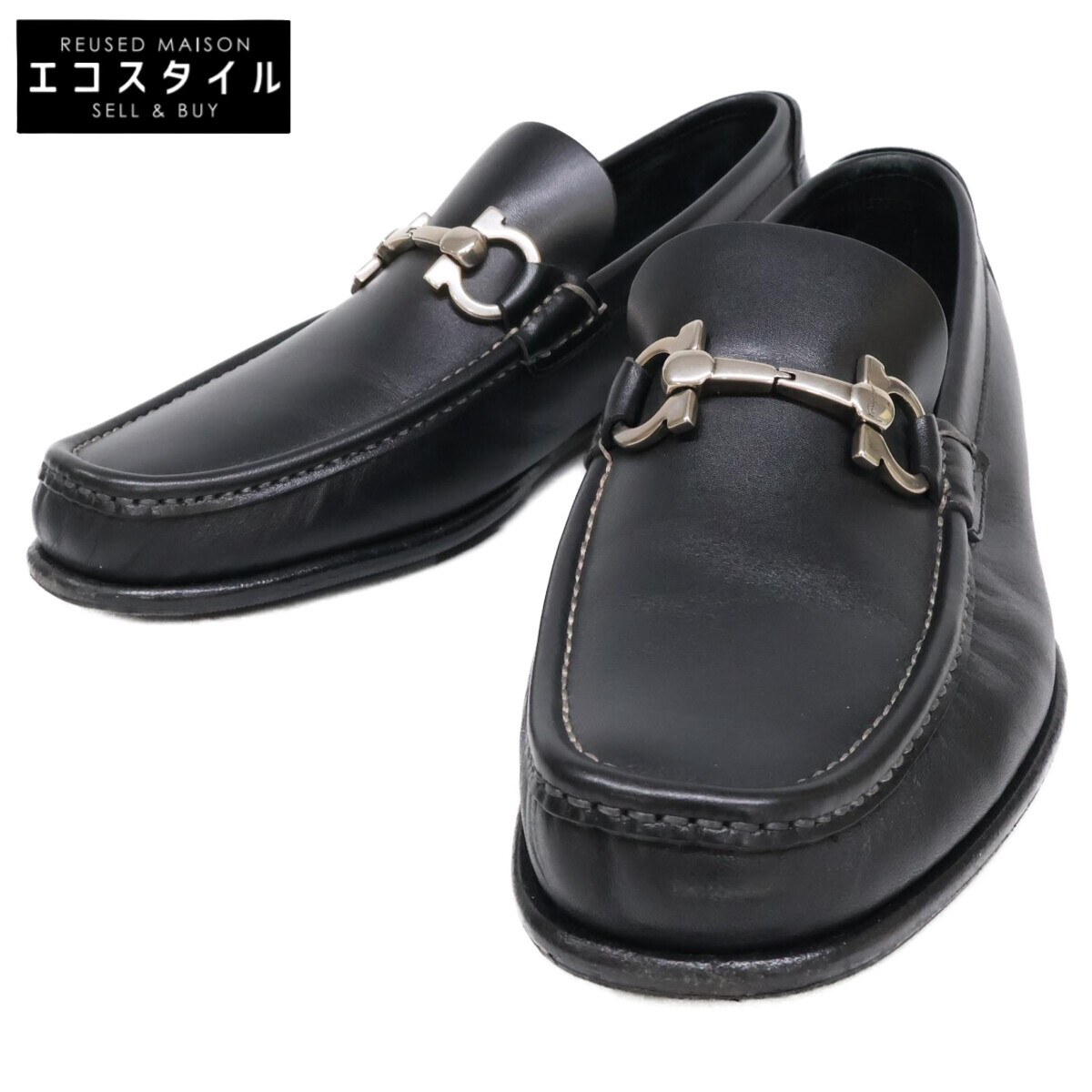 Salvatore Ferragamo サルヴァトーレフェラガモ 023213 黒いこと なめし革 ガンチーニ ビットローファー シューズ   6 黒いこと メンズ 【中古】
