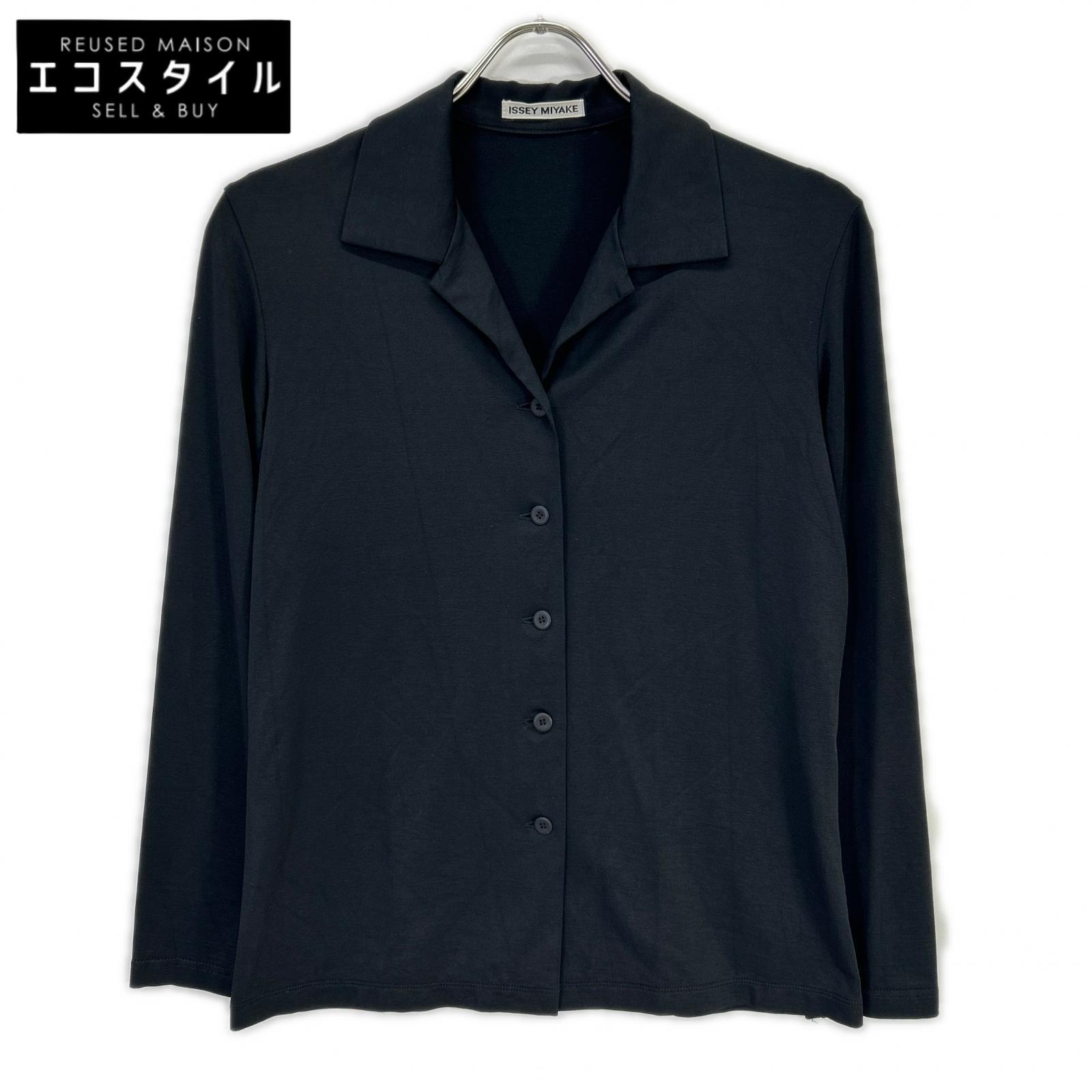 ISSEY MIYAKE イッセイミヤケ IM14JK033 黒いこと 人絹 伸ばすこと ロングスリーブシャツ トップス   3 黒いこと レディース 【中古】