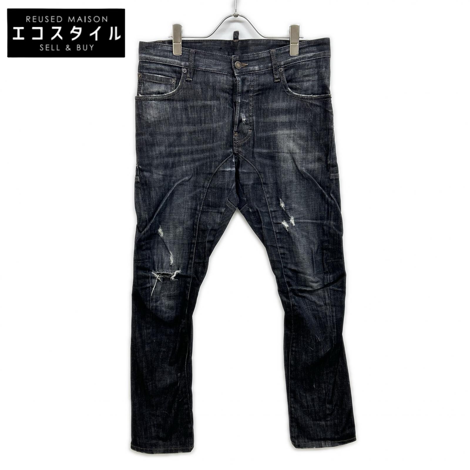 DSQUARED2 ディースクエアード S74LB0109 Tidy biker jean ﾌﾞﾗｯｸﾃﾞﾆﾑ ボトムス 46 ブラック メンズ 【中古】