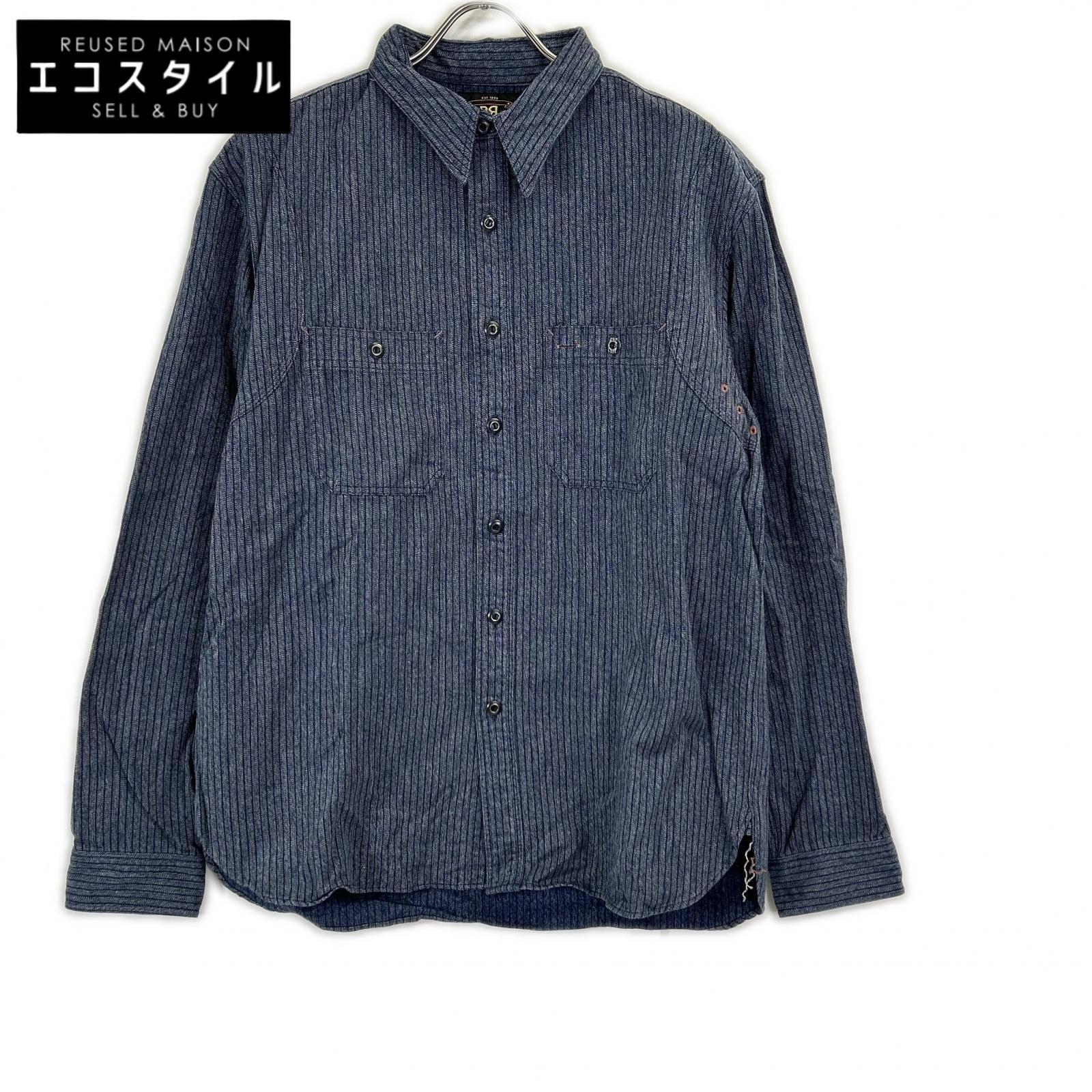 RRL ダブルアールエル 782529624001 インディゴ 縞模様 ワークシャツジャケット トップス   L インディゴ メンズ 【中古】