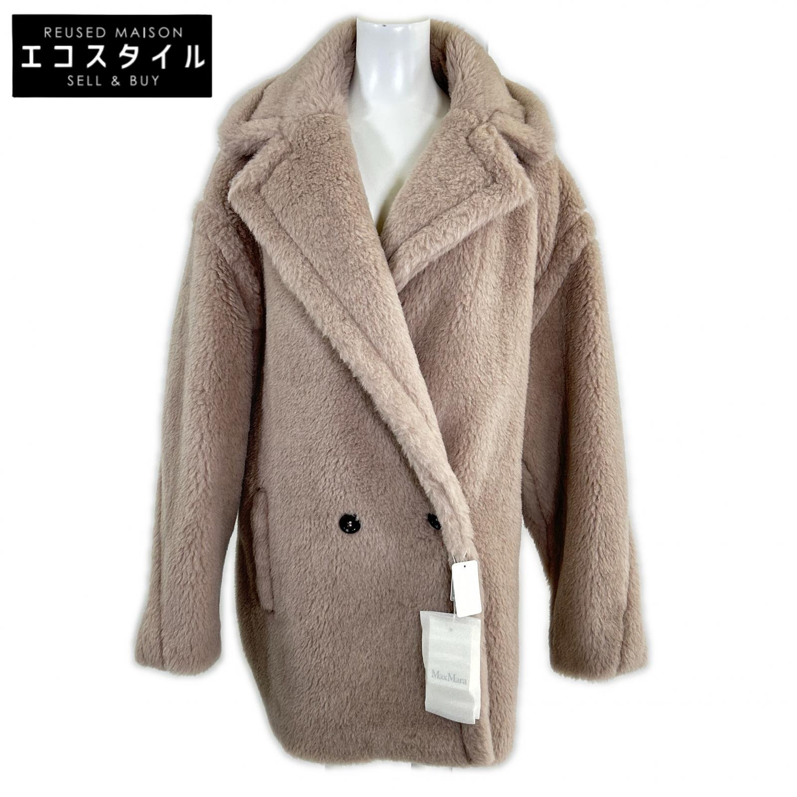 Max Mara マックスマーラ 新品未当て嵌める 国内置き目 25年 2521086032 OLGA SHORT TEDDY BEAR ICON COAT テディベア 厚地の外套   L グレージュ レディース 【中古】