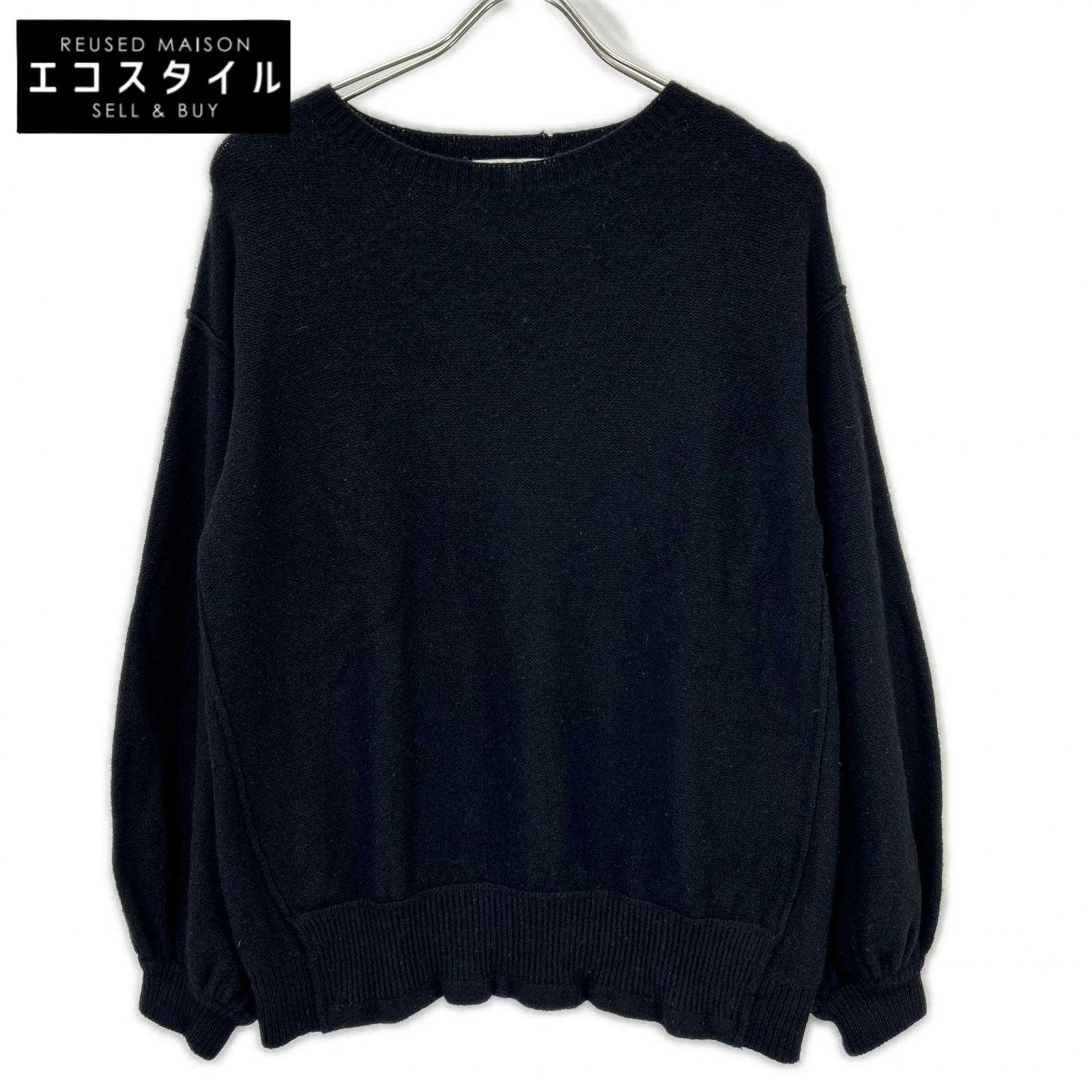 Helmut Lang ヘルムートラング 黒いこと カシミヤ混 音の大きさ袖 編み物 トップス   S 黒いこと メンズ 【中古】