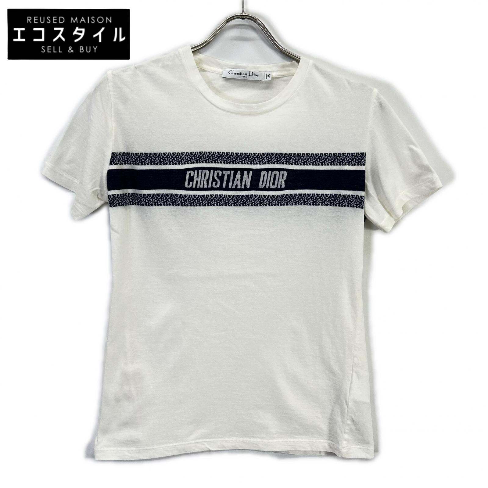 Christian Dior ディオール 【国内置き目】143T04A4043 シグネチャーバンドロゴプルオーバー トップス S 白いこと/米国海軍 レディース 【中古】