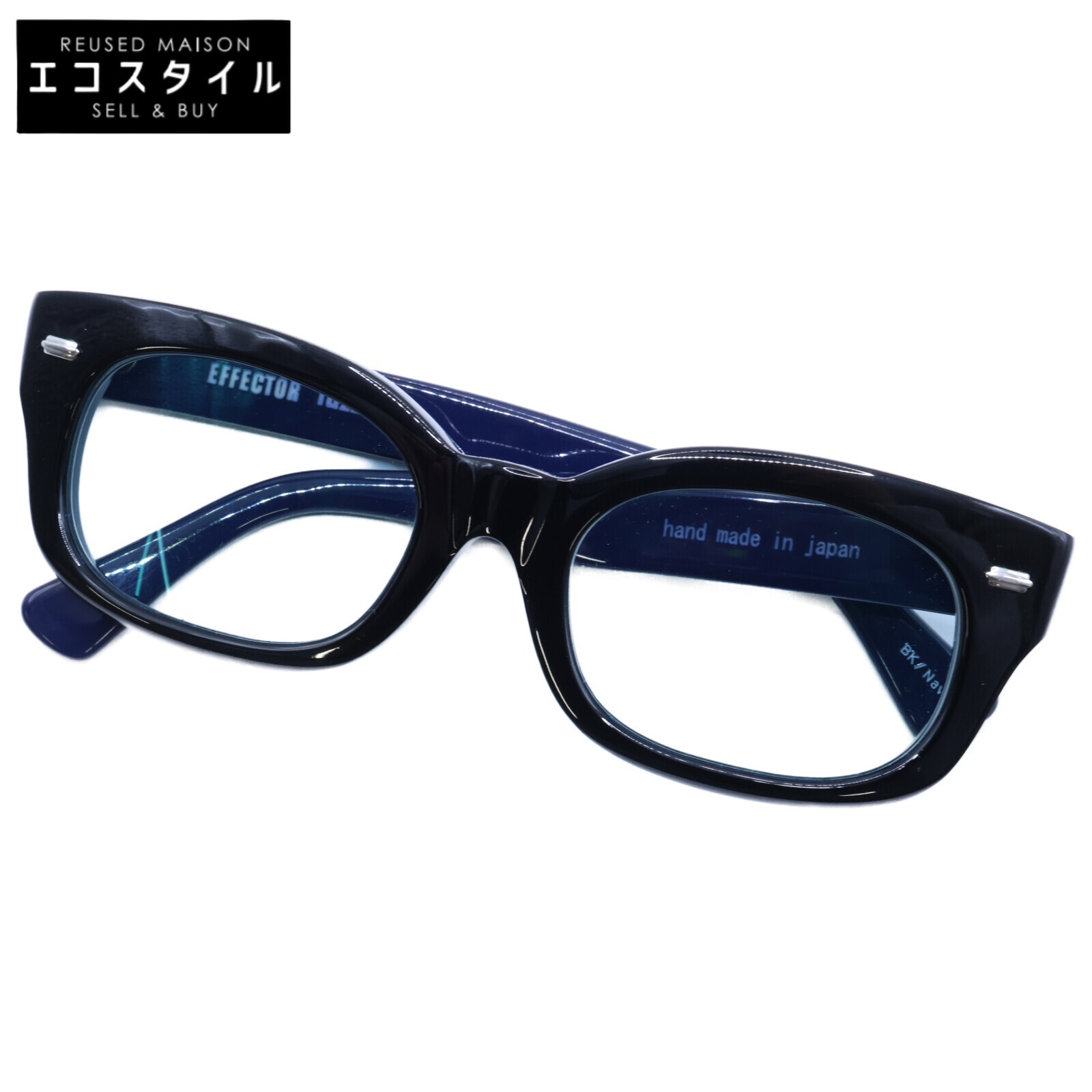 EFFECTOR エフェクター fuzz ファズ 度入り口・入口色つや水晶体 真四角 眼鏡ひな形 メガネ   BK/Navy メンズ 【中古】