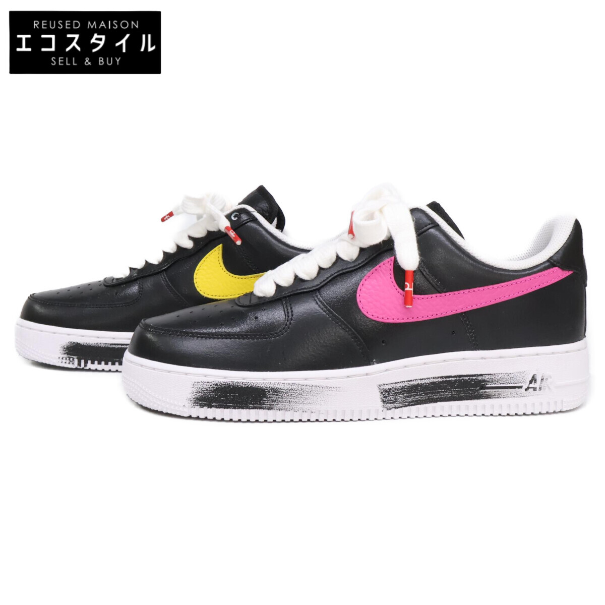 NIKE ナイキ ×PEACEMINUSONE AQ3692-004 Air Force 1 Low \u002707 Para-Noise 3.0 Black and Multi-Color/G-DRAGON シューズ   27.5珊 黒いこと メンズ 【中古】