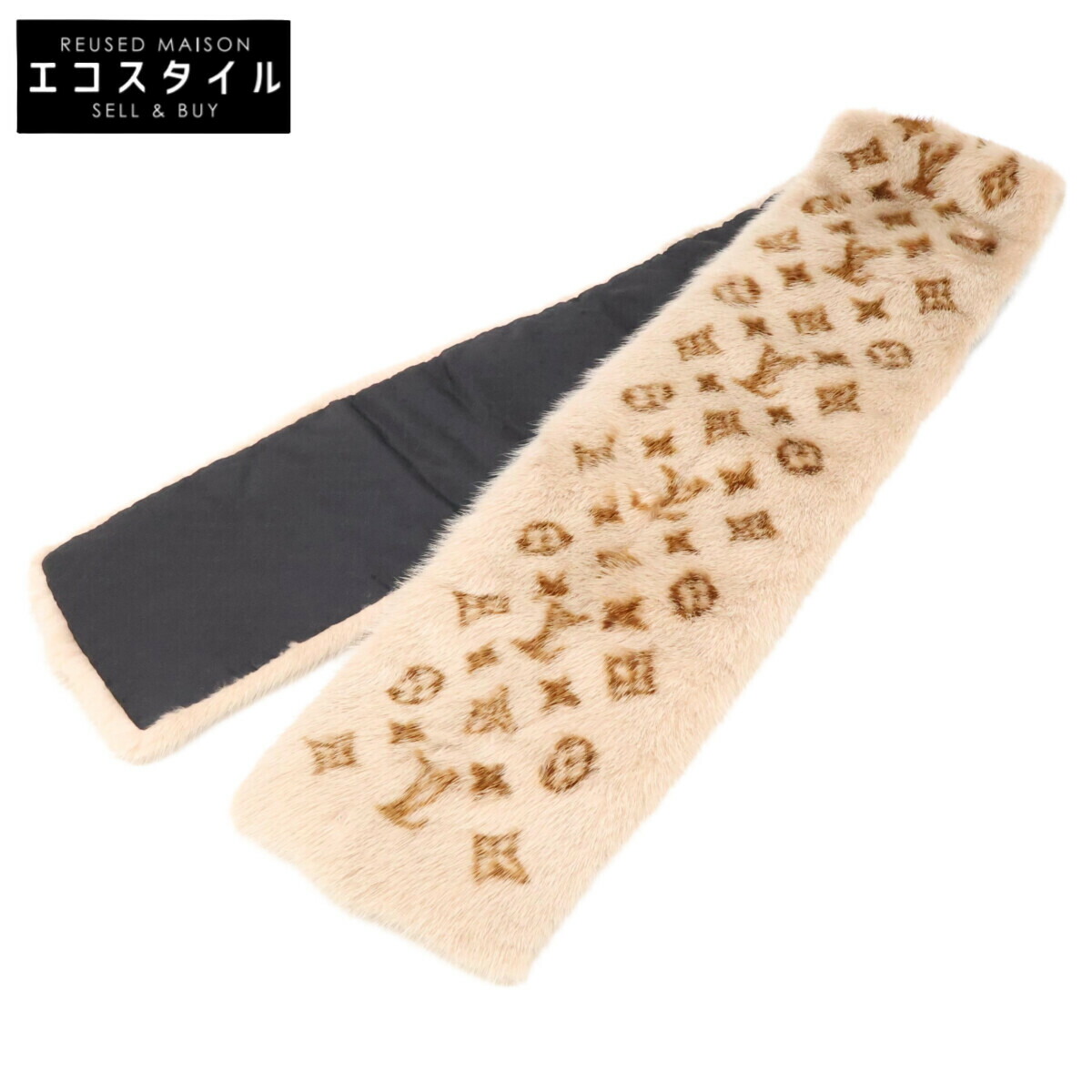 LOUIS VUITTON ルイヴィトン 【美品】M75761 エシャルプ・モノグラム ミンクのコート ティペット えり巻き   ベージュ系 レディース 【中古】