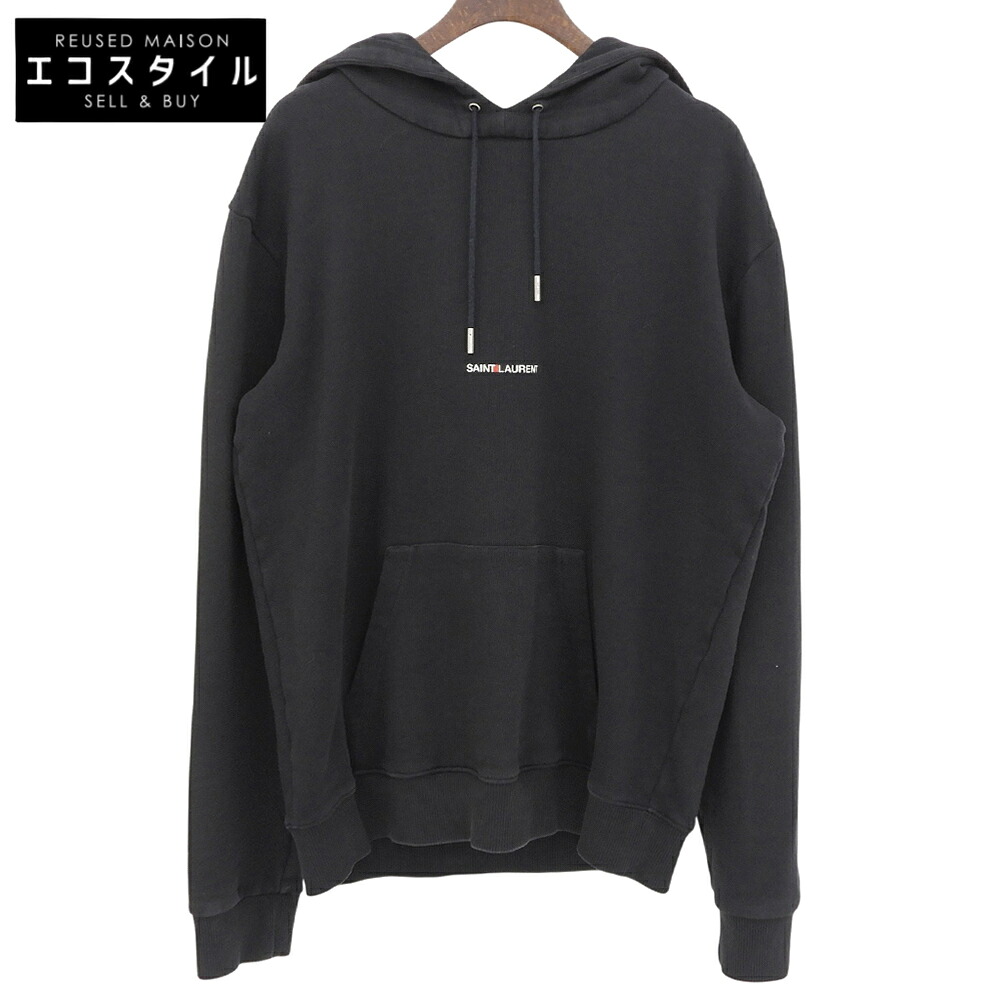 SAINT LAURENT PARIS サンローランパリ スウェットフーディ トップス メンズ 黒 黒いこと S 464581 2017年製 トップス   S 黒いこと メンズ 【中古】