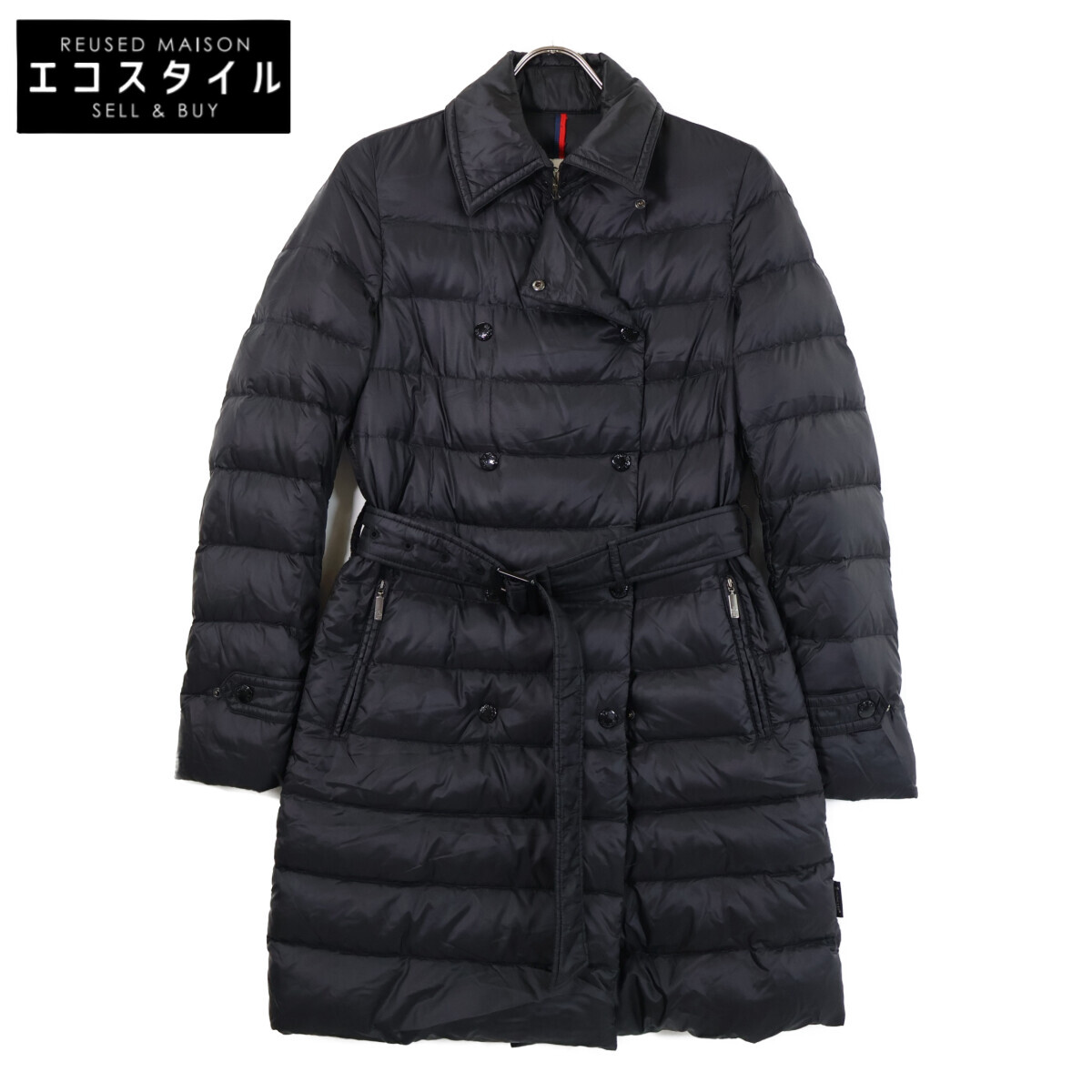 MONCLER モンク軌跡 NIEMEN ニエメン 三尺帯付 落ち込む 厚地の外套 00 米国海軍 レディース 【中古】