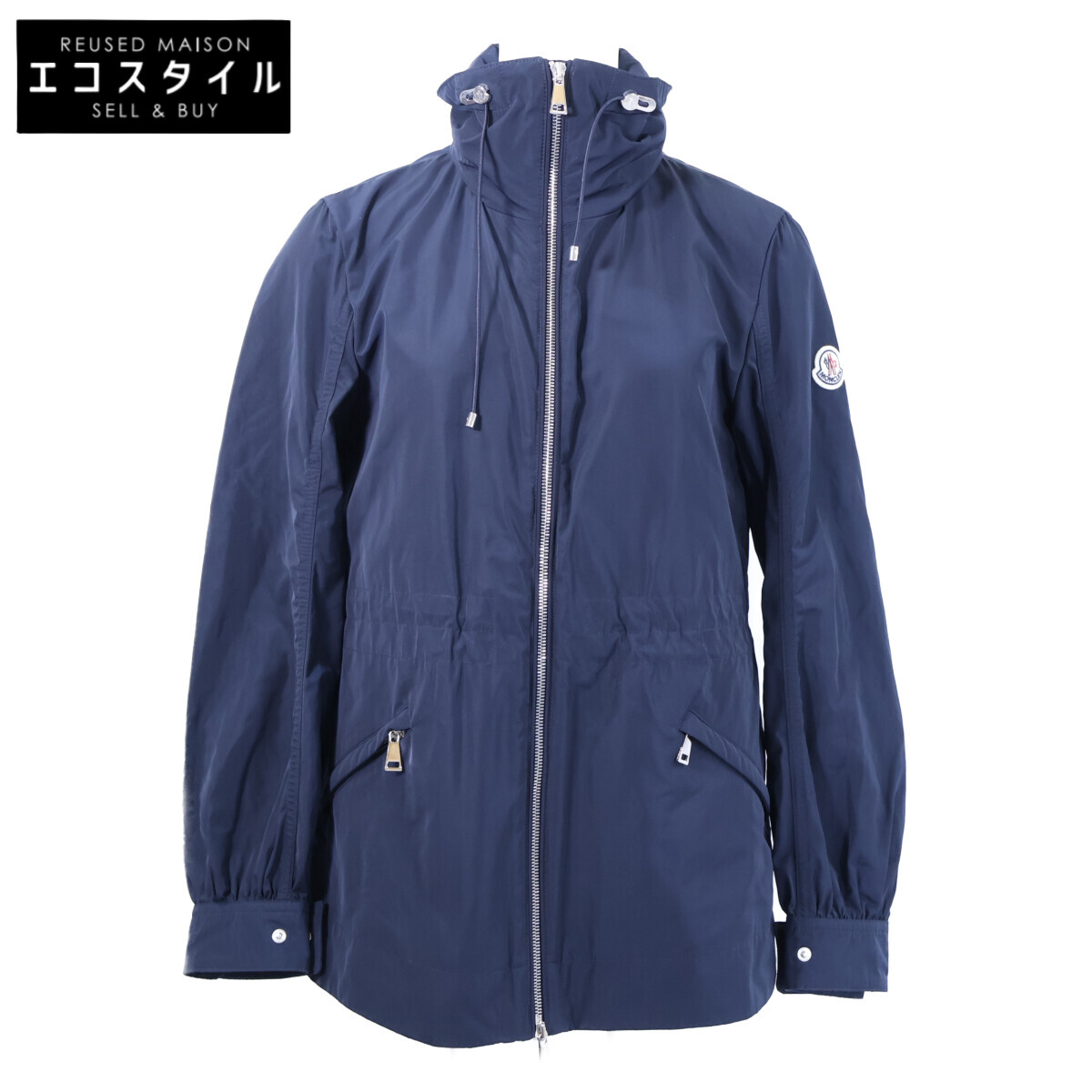 MONCLER モンクレール ENET ナイロン ジップアップ フーディジャケット 00 ネイビー レディース 【中古】|ブランドリユース エコスタイル