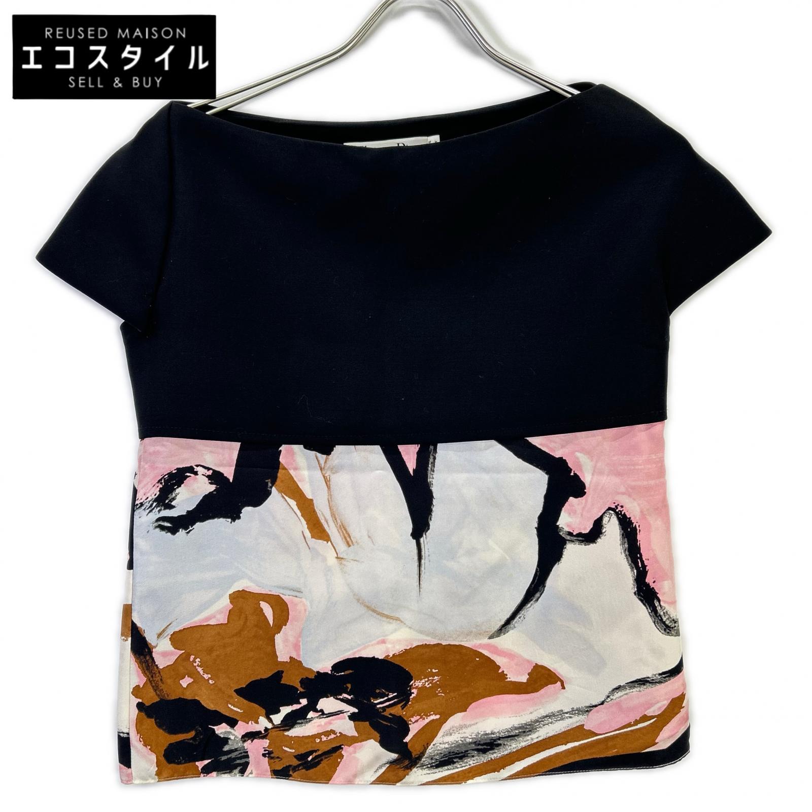 Christian Dior ディオール 5C21509D1148 黒いこと×サクラ色 うつり変わり カットソー トップス   34 黒いこと／サクラ色 レディース 【中古】