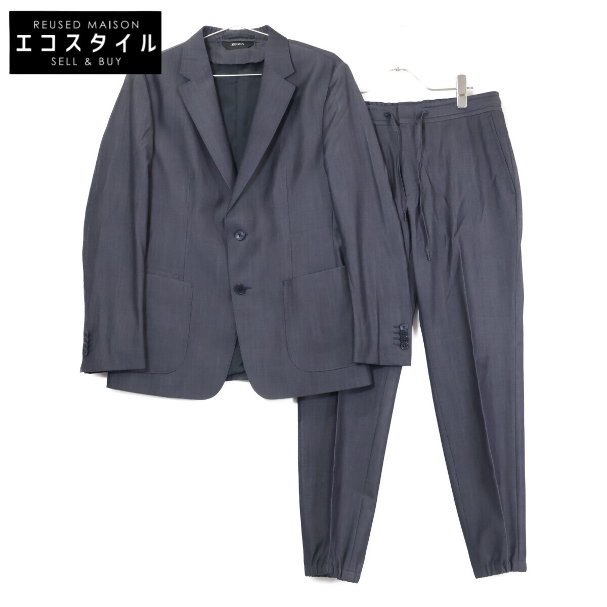 ZEGNA ゼニア 【美品】2NHYGW TECHMERINO Wash&Go ジャケット/イージーパンツ セットアップ スーツ セットアップ 8-48-C チャコールグレー メンズ 【中古】｜ブランドリユース エコスタイル
