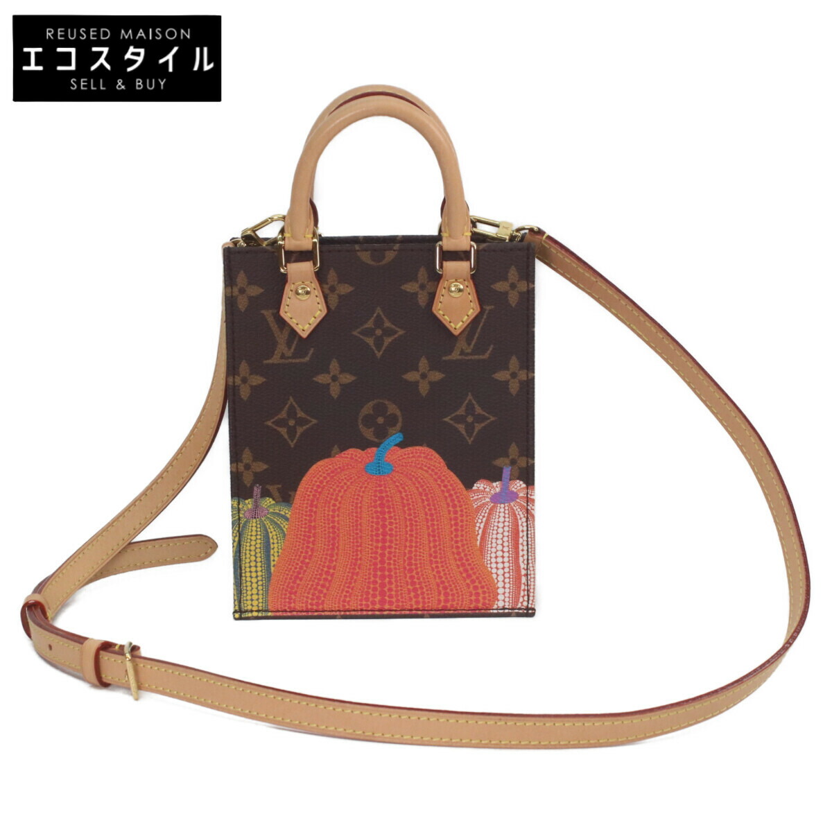 LOUIS VUITTON  × 草間彌生 M82112 モノグラム西洋カボチャ プティットサックプラ ショルダーバッグ レディース 【中古】
