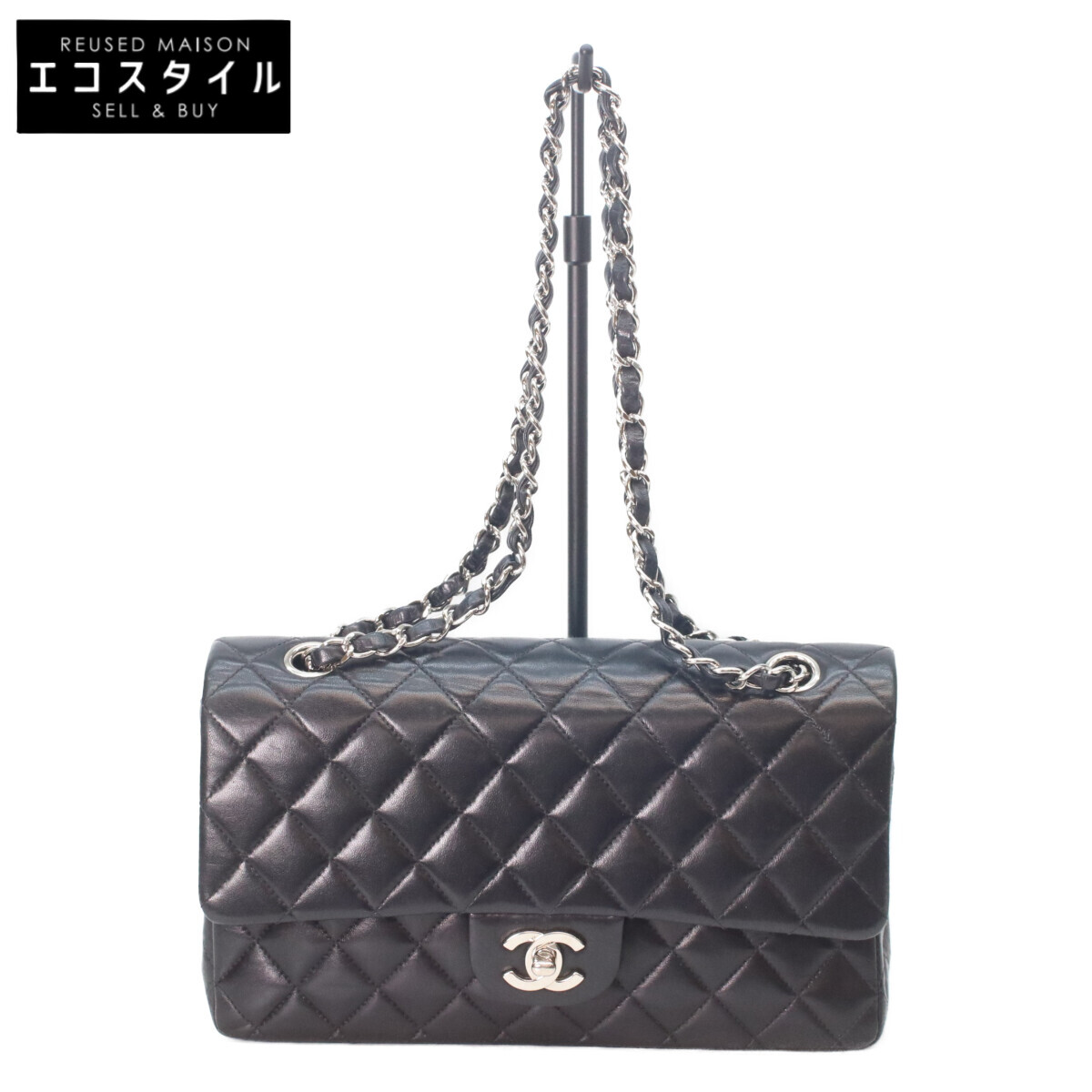 CHANEL シャネル A01112 黒子ヒツジ しろがね色金具 マトラッセ25 ショルダーバッグ レディース 【中古】