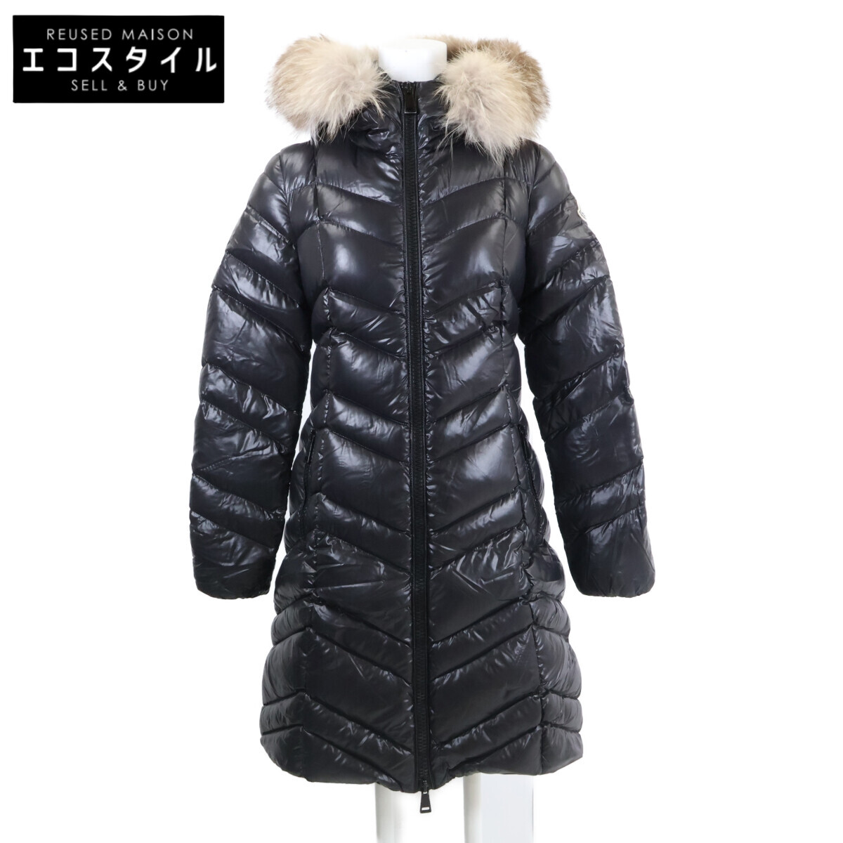 MONCLER モンク軌跡 D20934934425 FULMAR 毛革付フーディロングダウン 厚地の外套 00 黒いこと レディース 【中古】