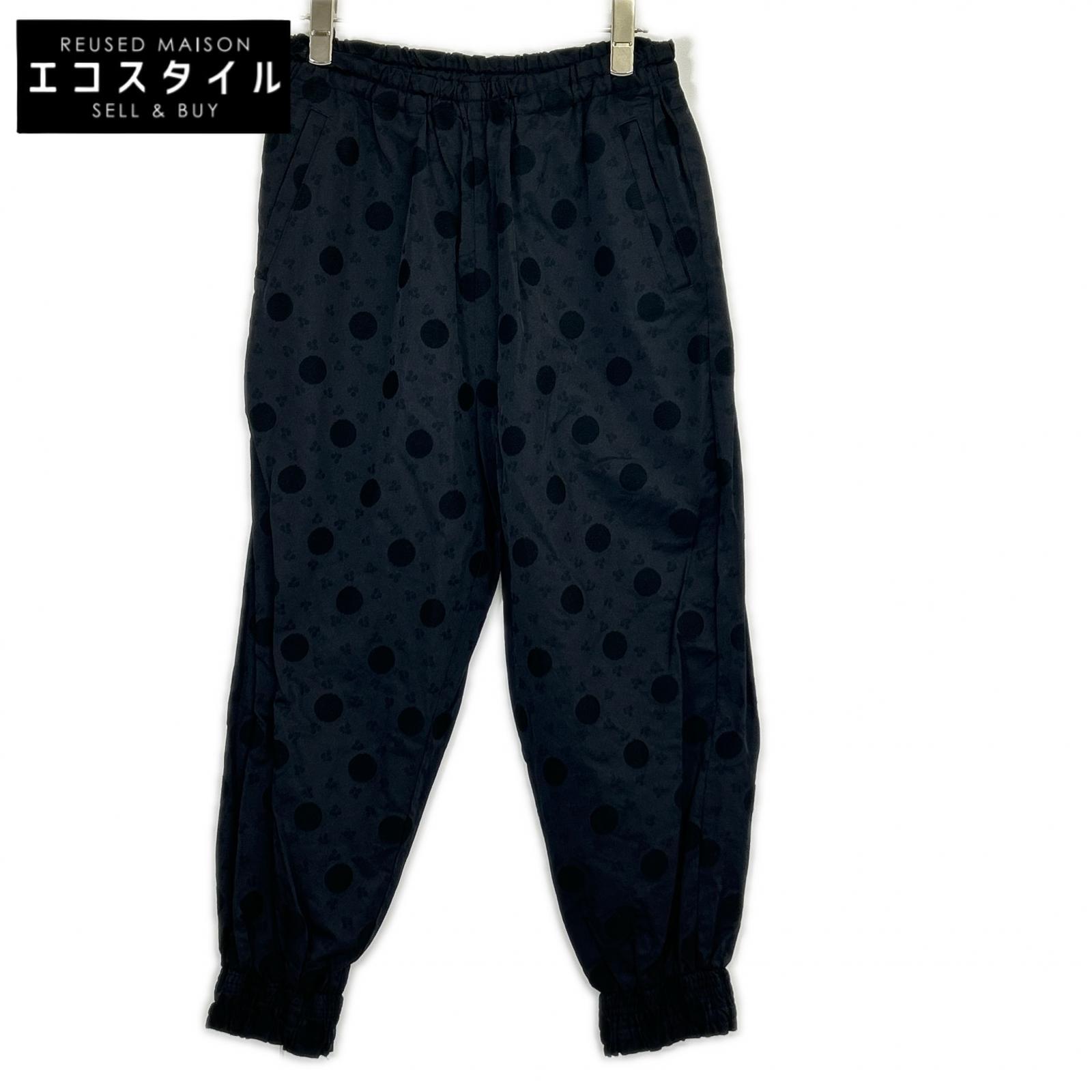 tricotCOMMEdesGARCONS トリココムデギャルソン TD-P004 黒いこと 点点/クローバー テーパードギャザパンツ ボトムス   S 黒いこと レディース 【中古】
