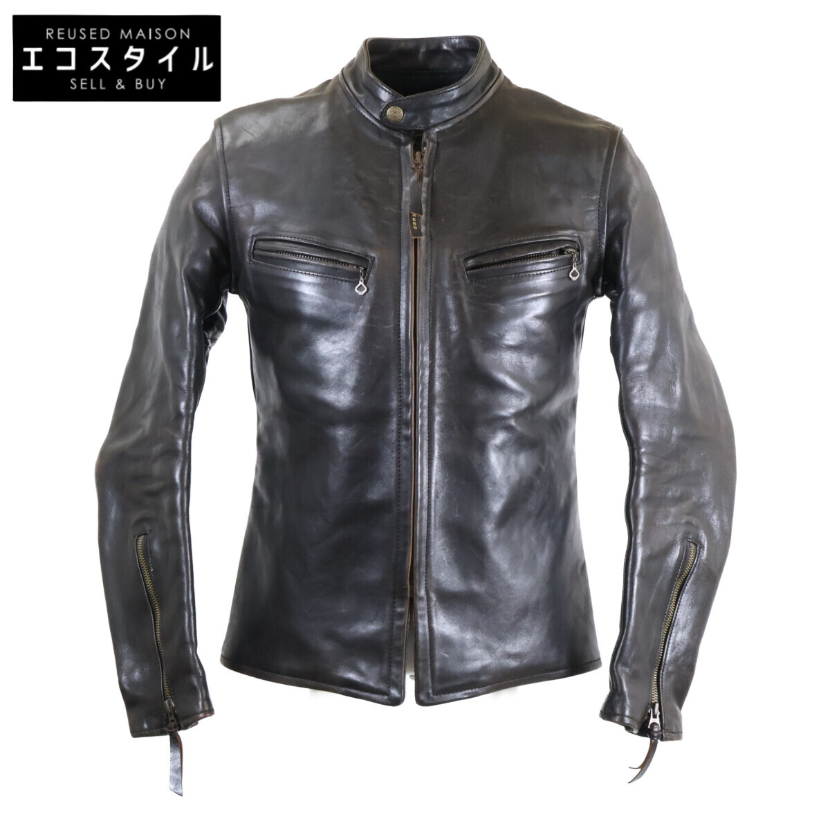 AERO LEATHER エアロレザー ブラック ボードレーサー フロントクォーターホースハイド ライダースジャケット ジャケット 36 ブラック メンズ 【中古】|ブランドリユース エコスタイル
