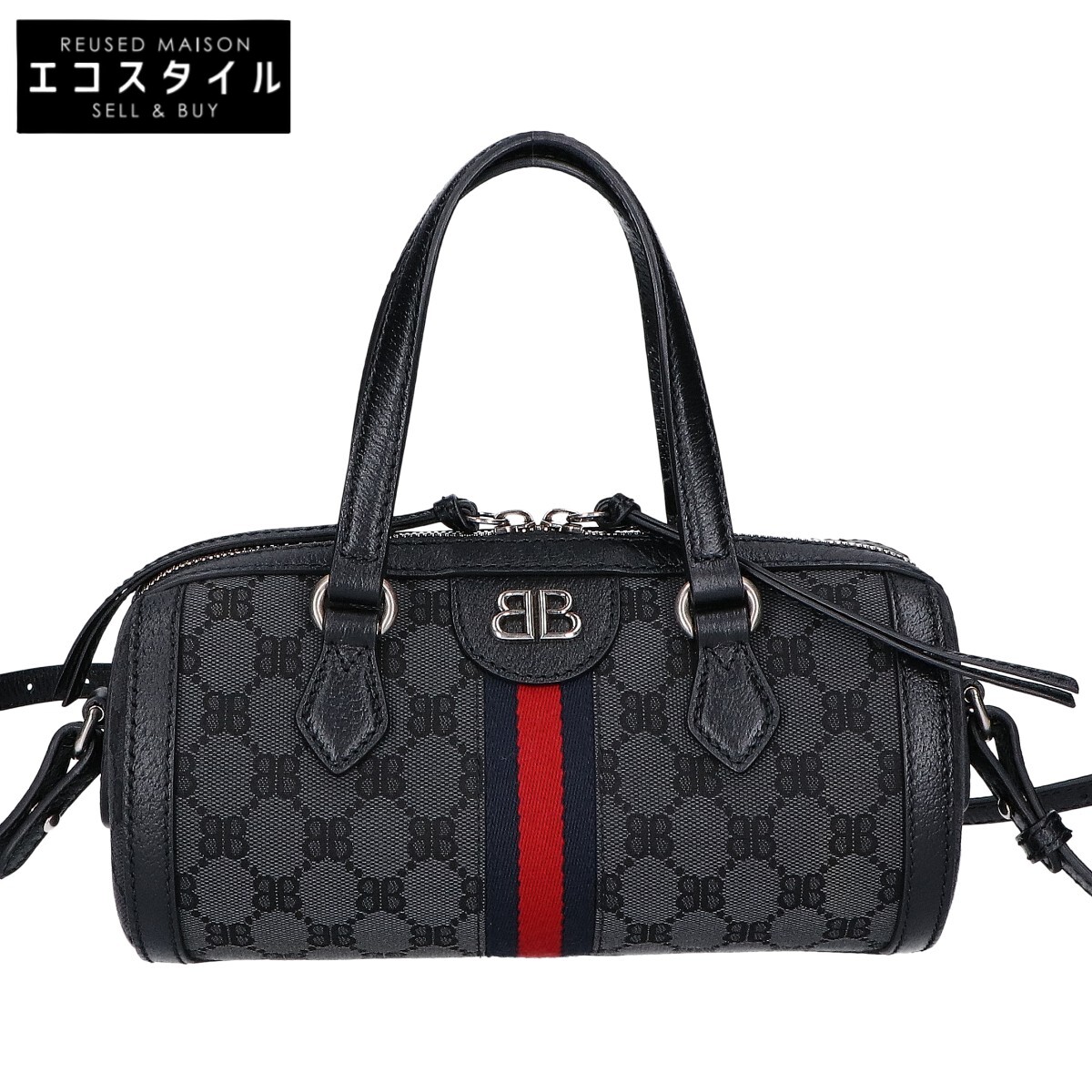 GUCCI グッチ x バレンシアガ 美品 680123 コンピューター破り事業計画 GG帆布 スモール 2wayハンドバック ショルダーバッグ   黒いこと レディース 【中古】