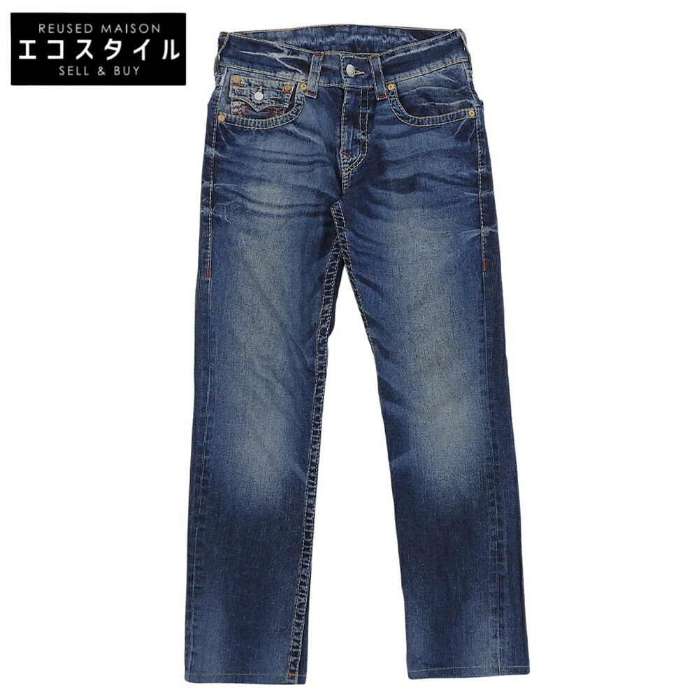 TRUE RELIGION トゥルーレリジョン 美品 か細い ダメージデニムパンツ ボトムス メンズ インディゴ 30 ボトムス   30 インディゴ メンズ 【中古】