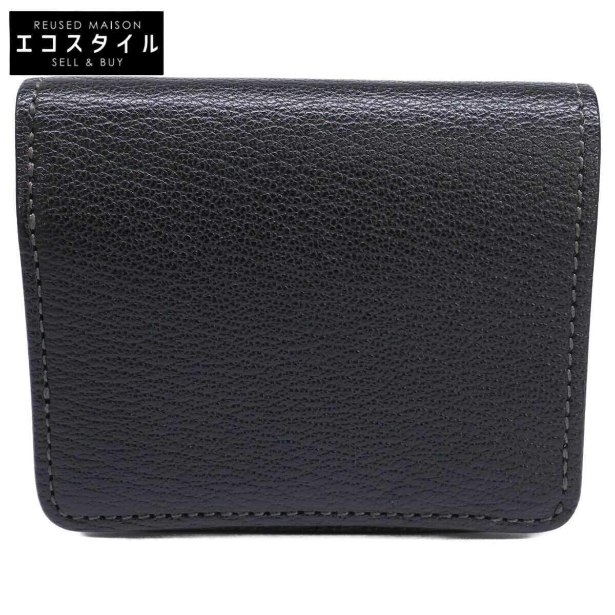 WILDSWANS ワイルドスワンズ 2021人並み外れた生み出すこと品 CSS-KF-003  ジュリアンゴート×型押しイングリッシュサドルレザー 二つ折りミニ金入れ コインケース   黒いこと メンズ 【中古】