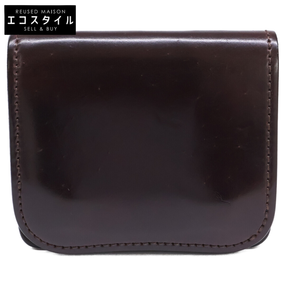 WILDSWANS ワイルドスワンズ PALM/パーム  ホーウィン社外殻コードバン××イングリッシュブライドル 二つ折りミニ銭入れ コインケース   ダークバーガンディ メンズ 【中古】