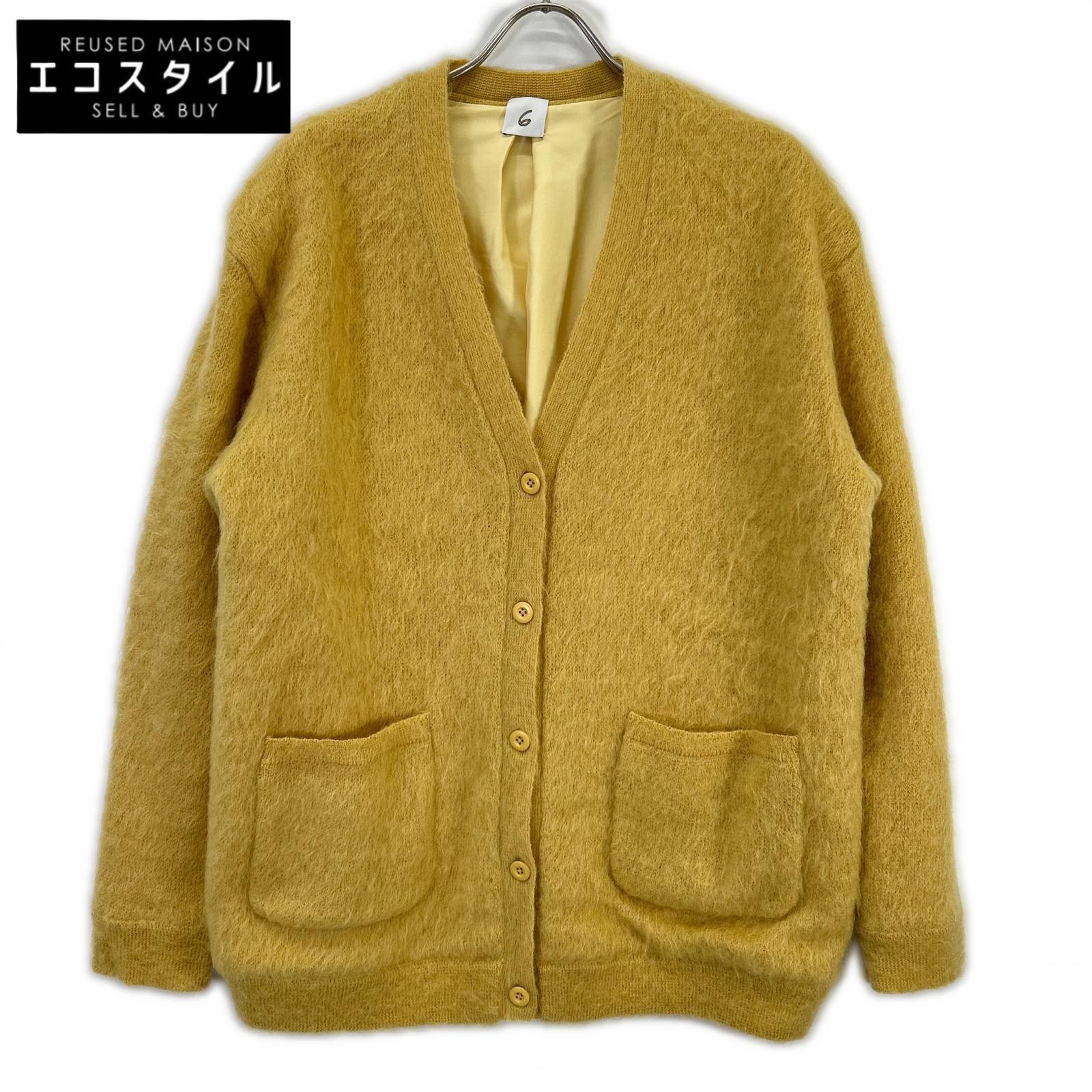6 ROKU ロク 8628-105-0033 黄色 MOHAIR CARDIGAN ジレー トップス   黄色 レディース 【中古】