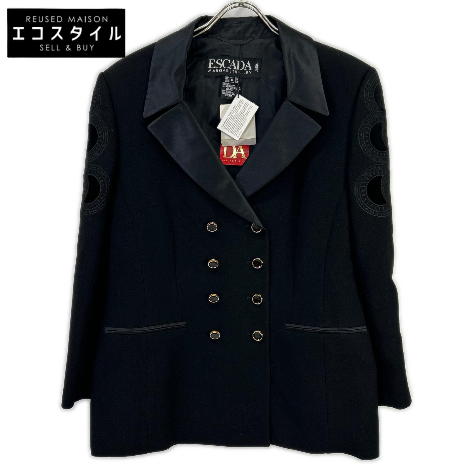 ESCADA エスカーダ 黒いこと 金名取り草 ダブル ひな形上衣 上衣   42 黒いこと レディース 【中古】