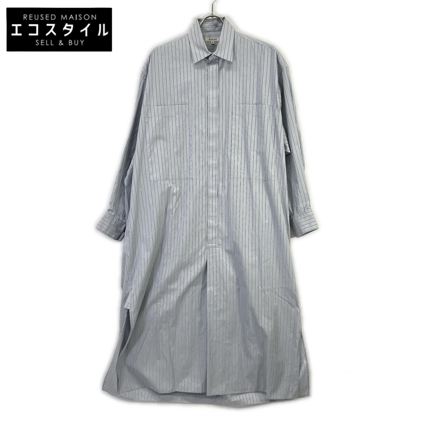 BLAMINK ブラミンク ブルー 7926-230-0222 ストライプ シャツワンピース ワンピース 36 ブルー レディース 【中古】｜ブランドリユース エコスタイル