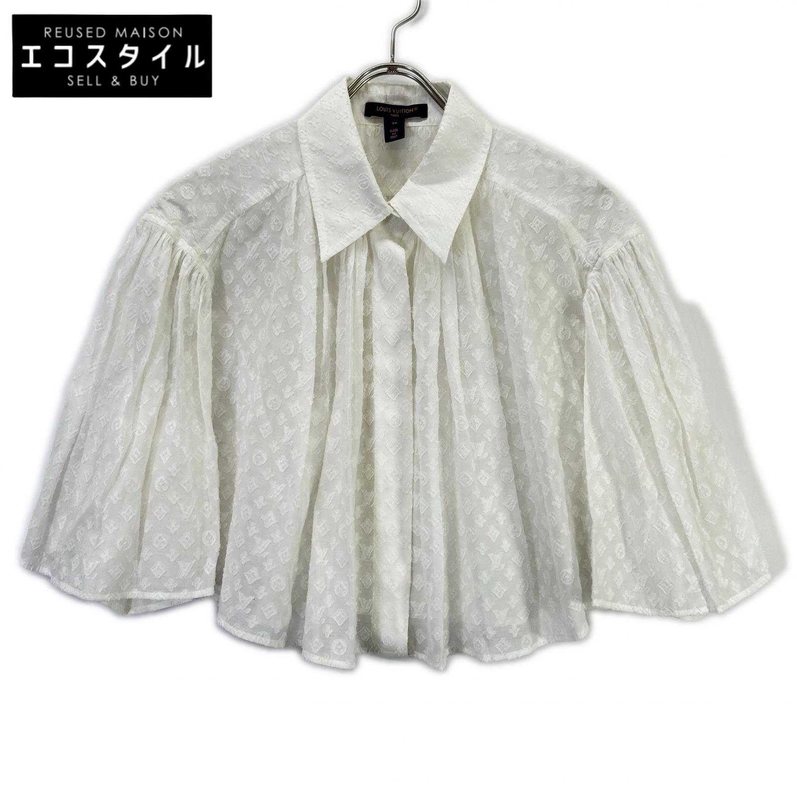 LOUIS VUITTON ルイヴィトン 24年 RW242WW UM7 FRBL32 白いこと モノグラム刺しゅう フラウンストップ トップス   36 白いこと レディース 【中古】