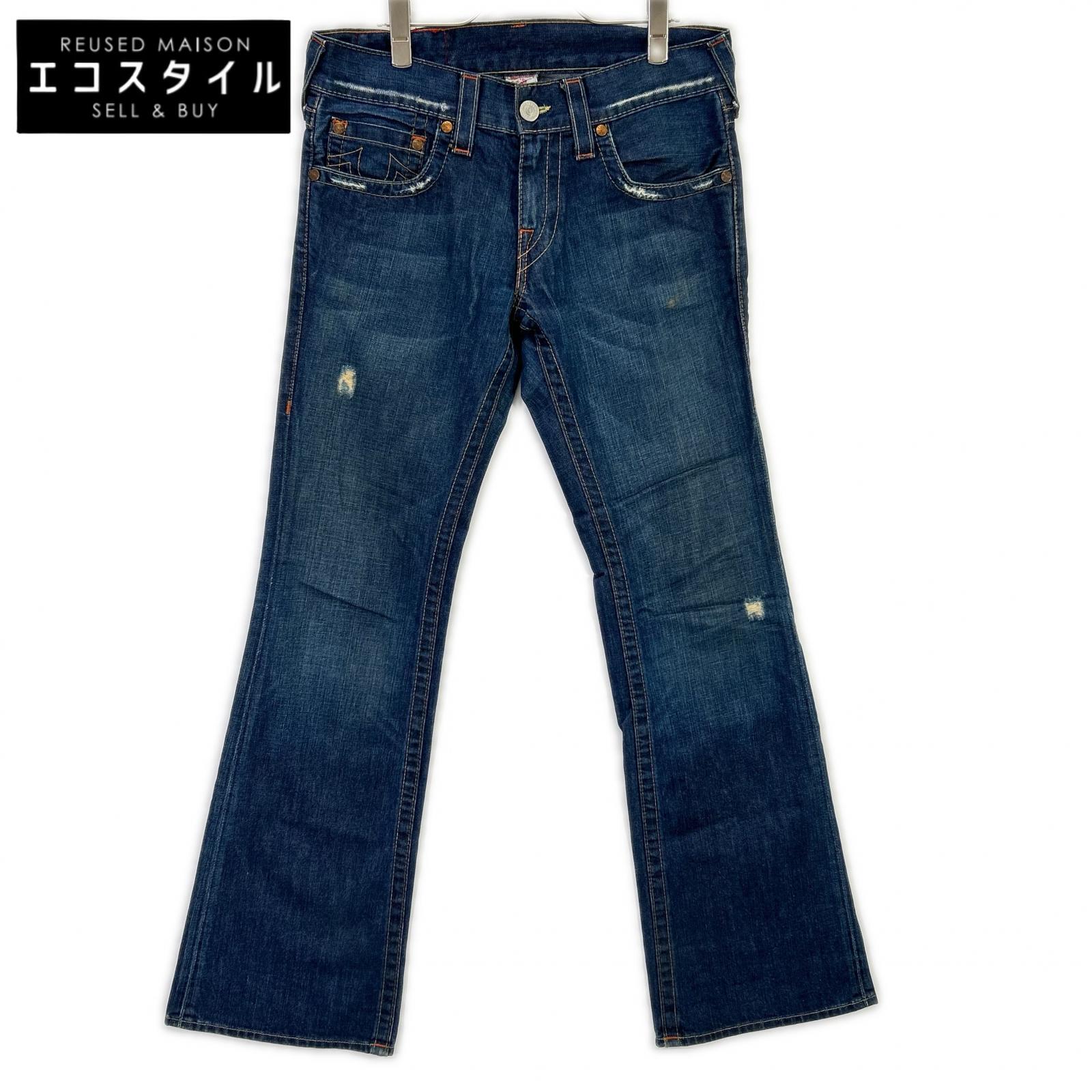 TRUE RELIGION トゥルーレリジョン 03802 TRM341 青色 ♯802 ブーツとり捨てる ジーンズズボン下 ボトムス   30×33 インディゴ メンズ 【中古】