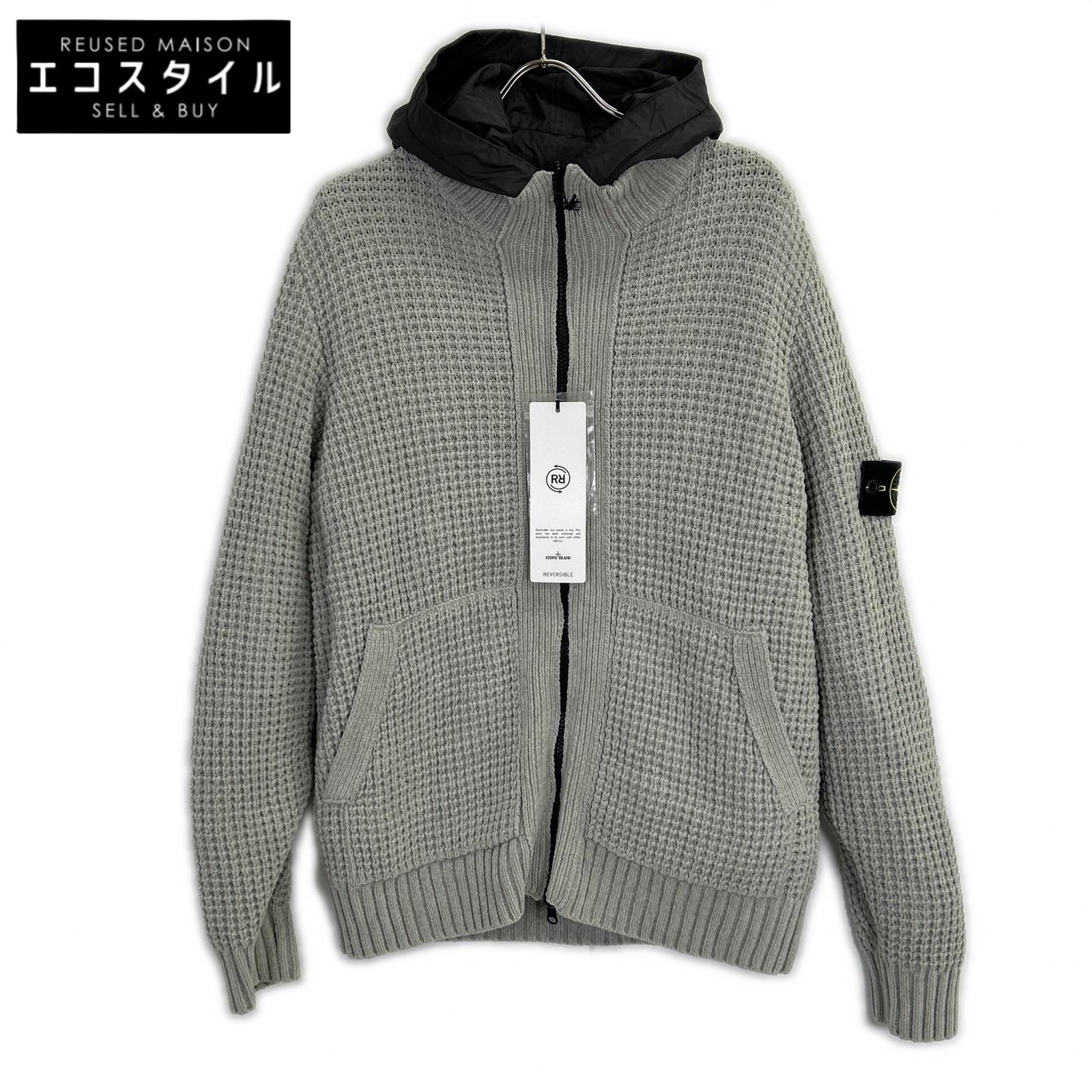 STONE ISLAND ストーンアイランド K1S155100008S00A5 Compass badge リバーシブルカーディガン トップス   L 薄墨色 メンズ 【中古】