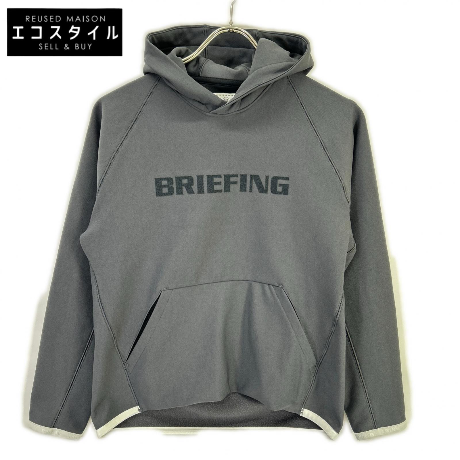 BRIEFING ブリーフィング BRG253W37 濃灰色 裏起毛 伸ばすこと ロゴタイプ フーディー トップス   S 濃灰色 レディース 【中古】