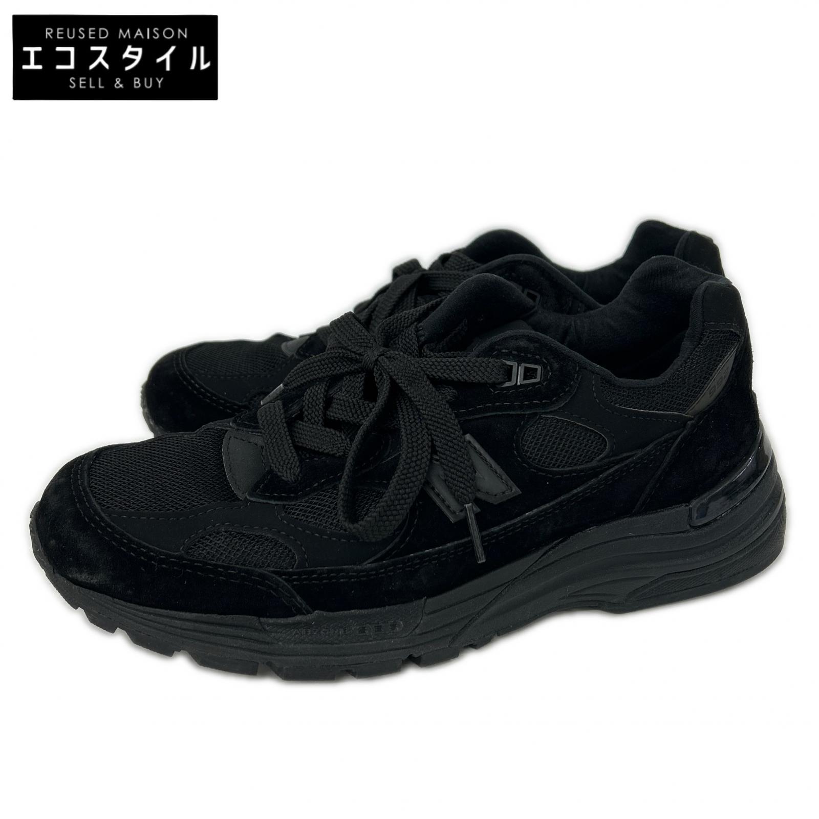 NEW BALANCE ニュー平衡にする 【美品】U992結核症 Made インチ USA  スエードクロス ローカットスニーカー シューズ 25 トリプル黒いこと メンズ 【中古】