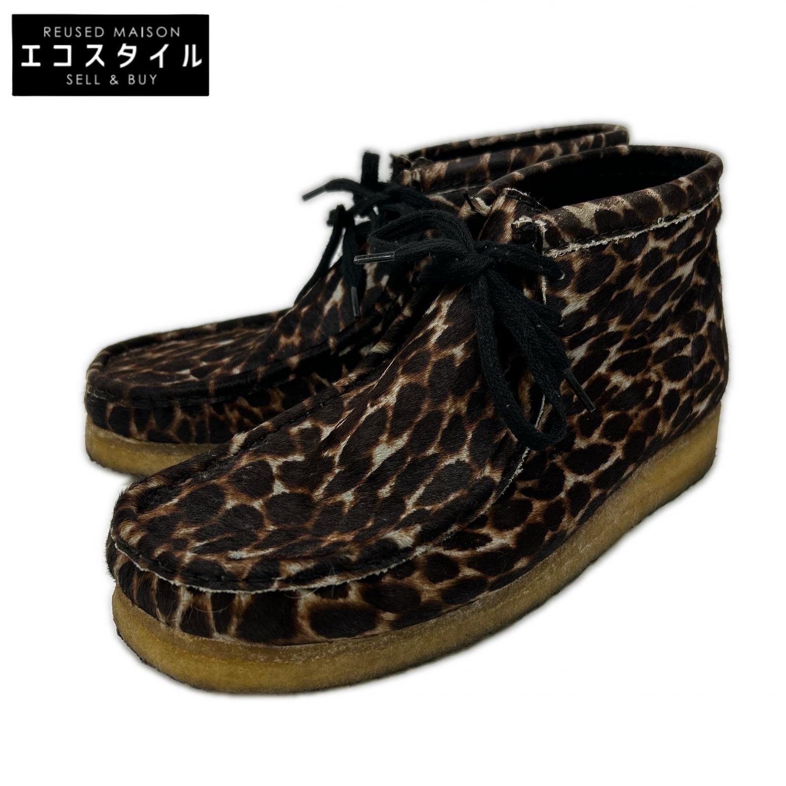 Clarks クラークス 61163373 レオパード柄 ハラコ ワラビー ブーツ シューズ 26.5 赤銅色 メンズ 【中古】