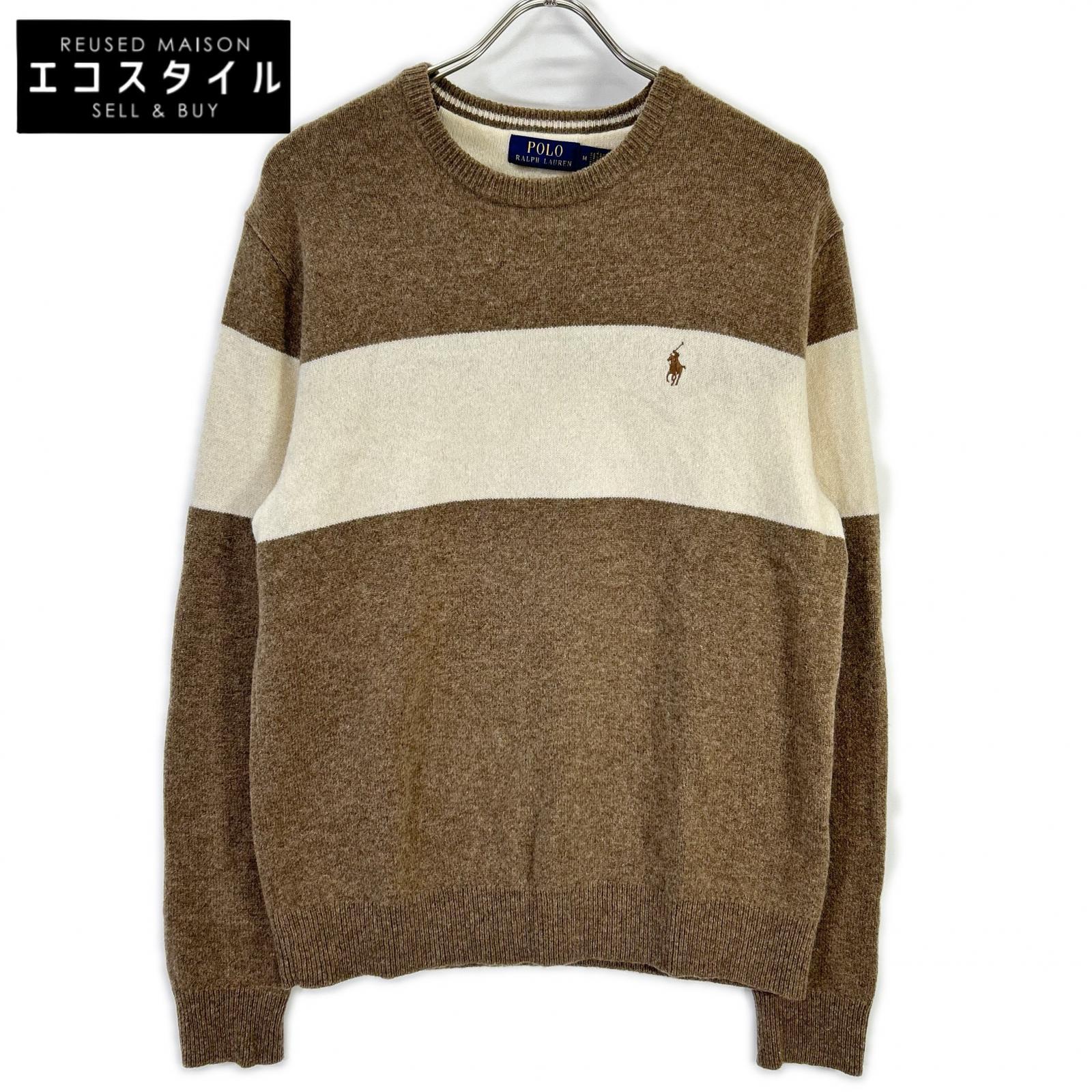 POLO RALPH LAUREN ポロ ラルフローレン ベージュ×白いこと 間借り人 羊毛 編み物 トップス   M ベージュ×白いこと メンズ 【中古】