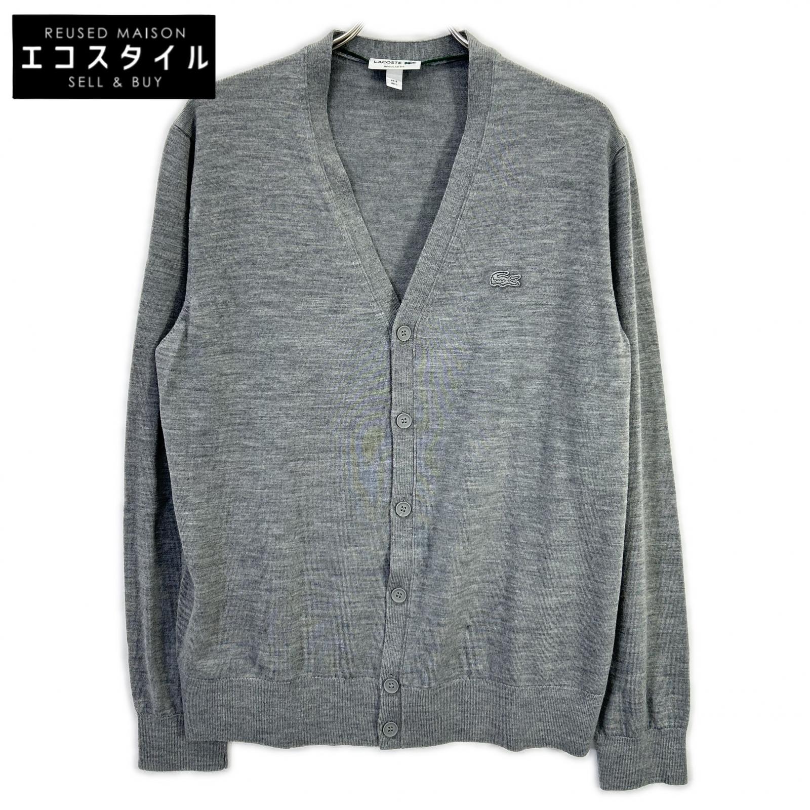 Lacoste ラコステ 薄墨色 エッセンシャルメリノウールカーディガン トップス   L 薄墨色 メンズ 【中古】