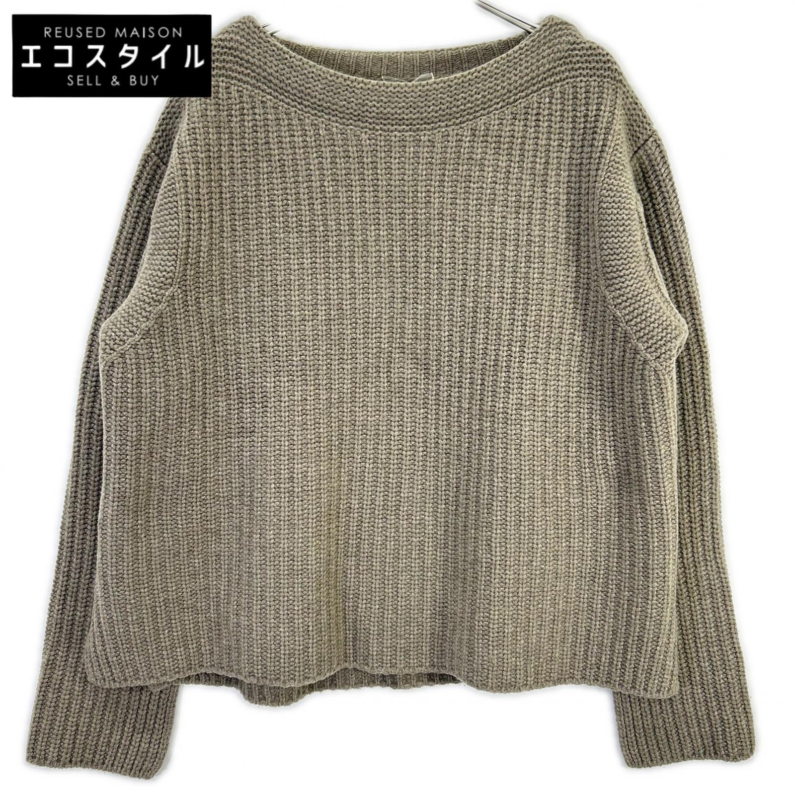 Chaos 騒々しい混乱 グレージュ CH906512ER 羊毛×カシミール 編み物ティーシャツ トップス   F グレージュ レディース 【中古】